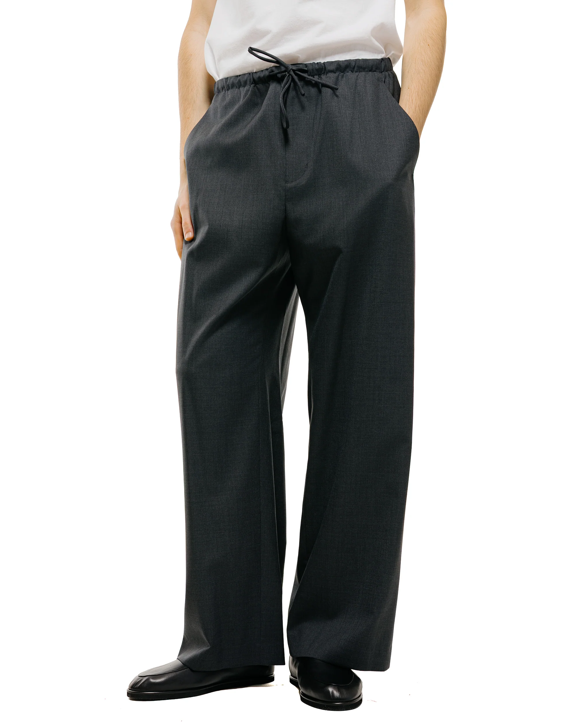 Amomento Wool Banding Pants Charcoal - Image 2