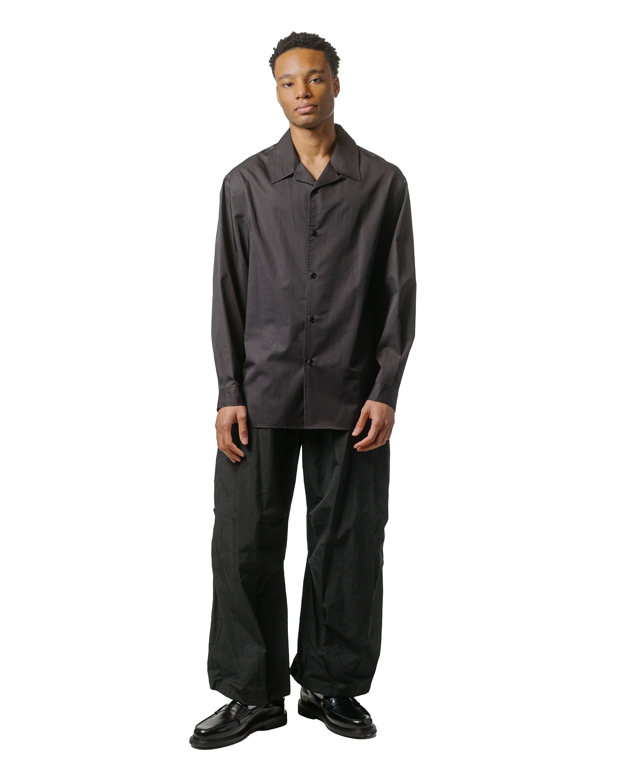 Amomento Open Collar Shirts Black - Image 4