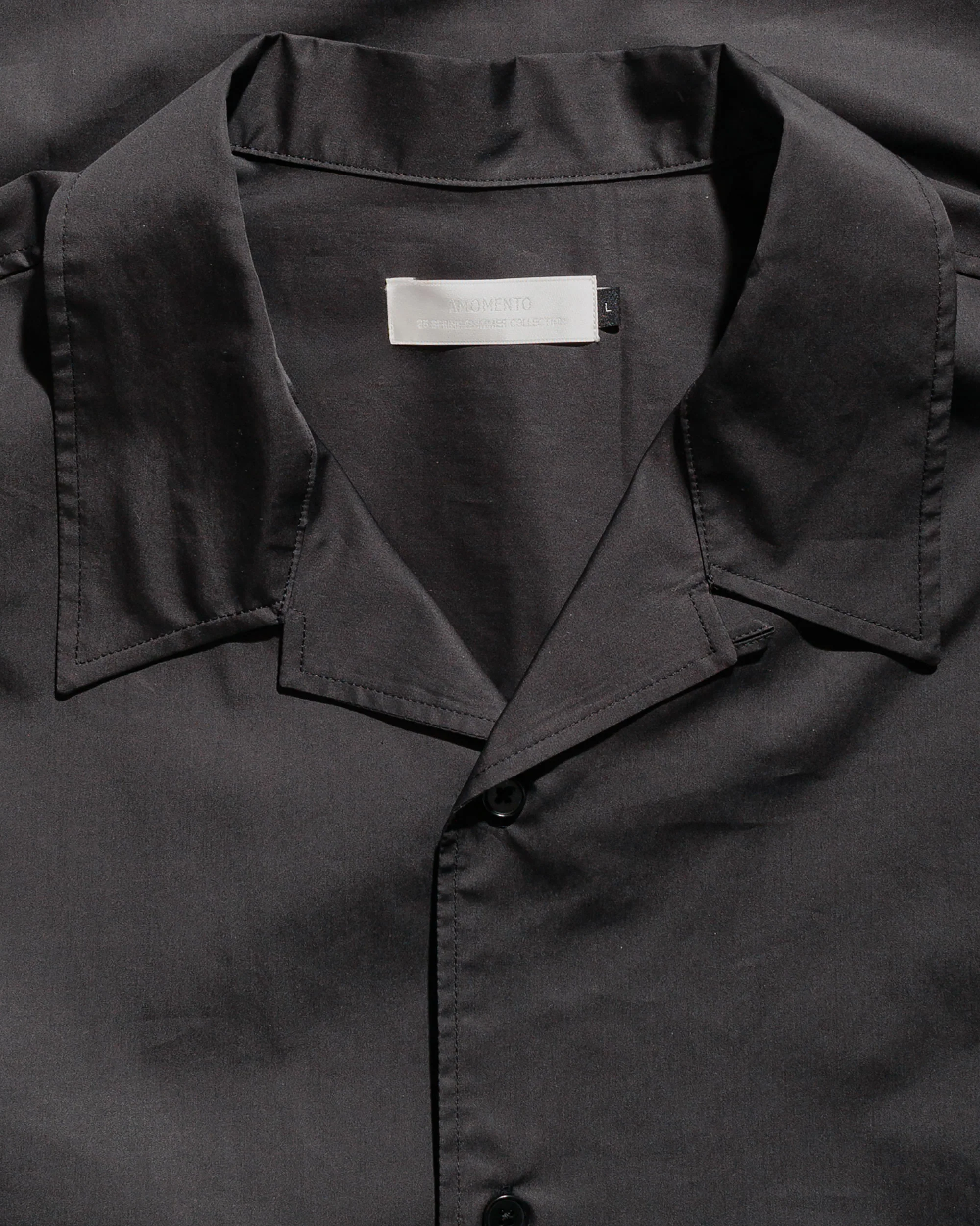Amomento Open Collar Shirts Black - Image 5