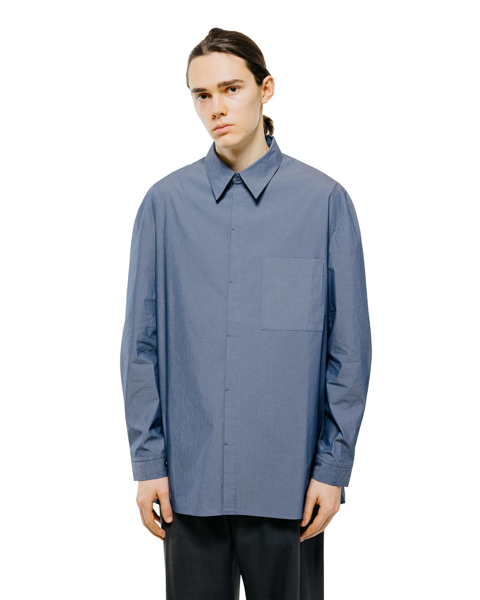 Amomento Square Pocket Oversized Shirt Indigo - Image 2
