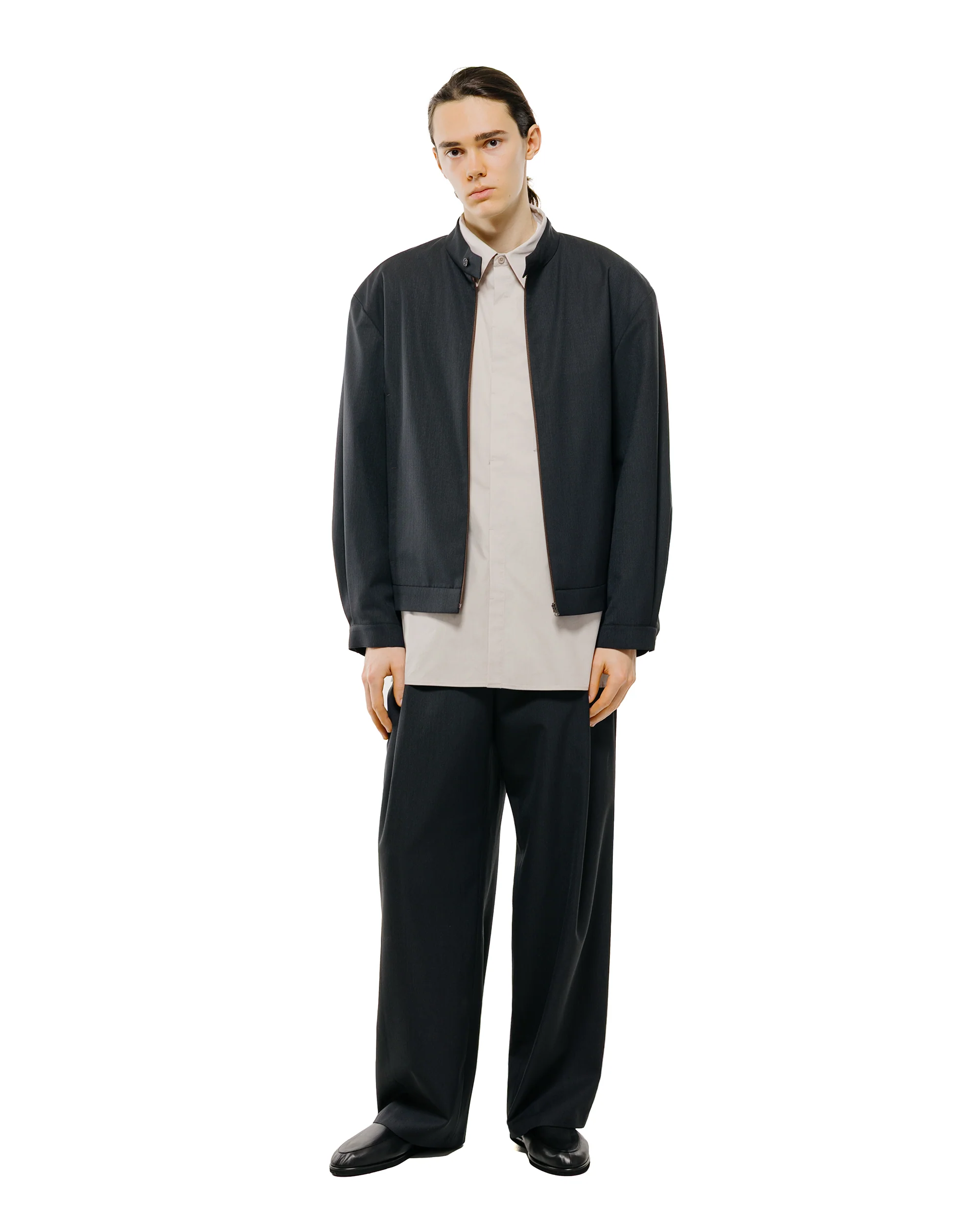 Amomento Wool Stripe Zip-Up Jumper Black - Image 4