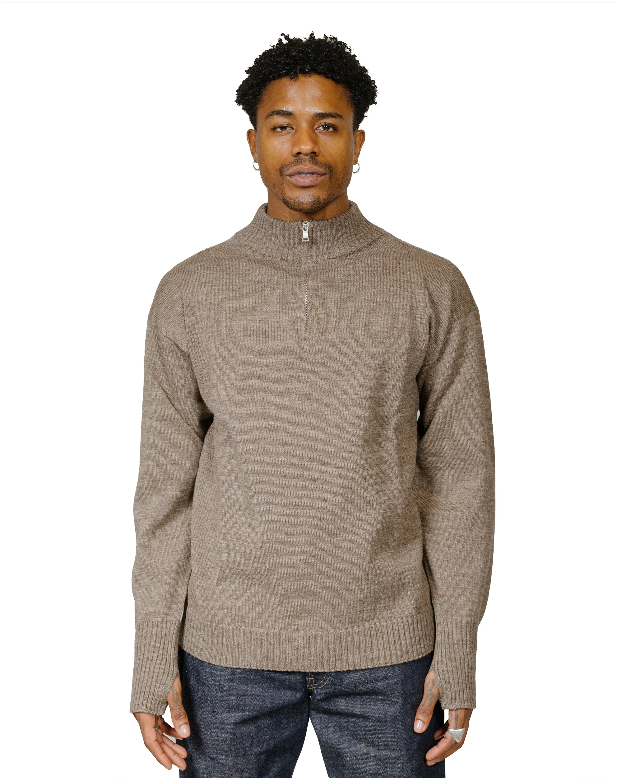Andersen-Andersen Seaman Half-Zip Natural Taupe - Image 2