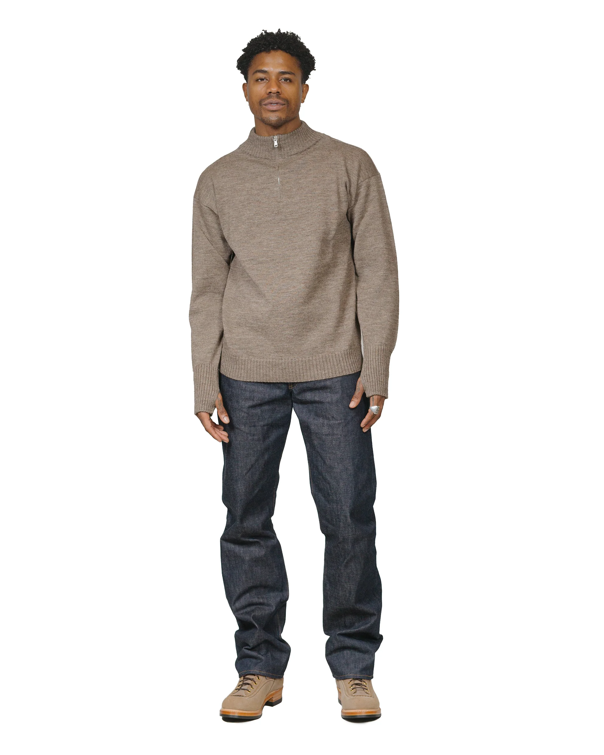 Andersen-Andersen Seaman Half-Zip Natural Taupe - Image 4