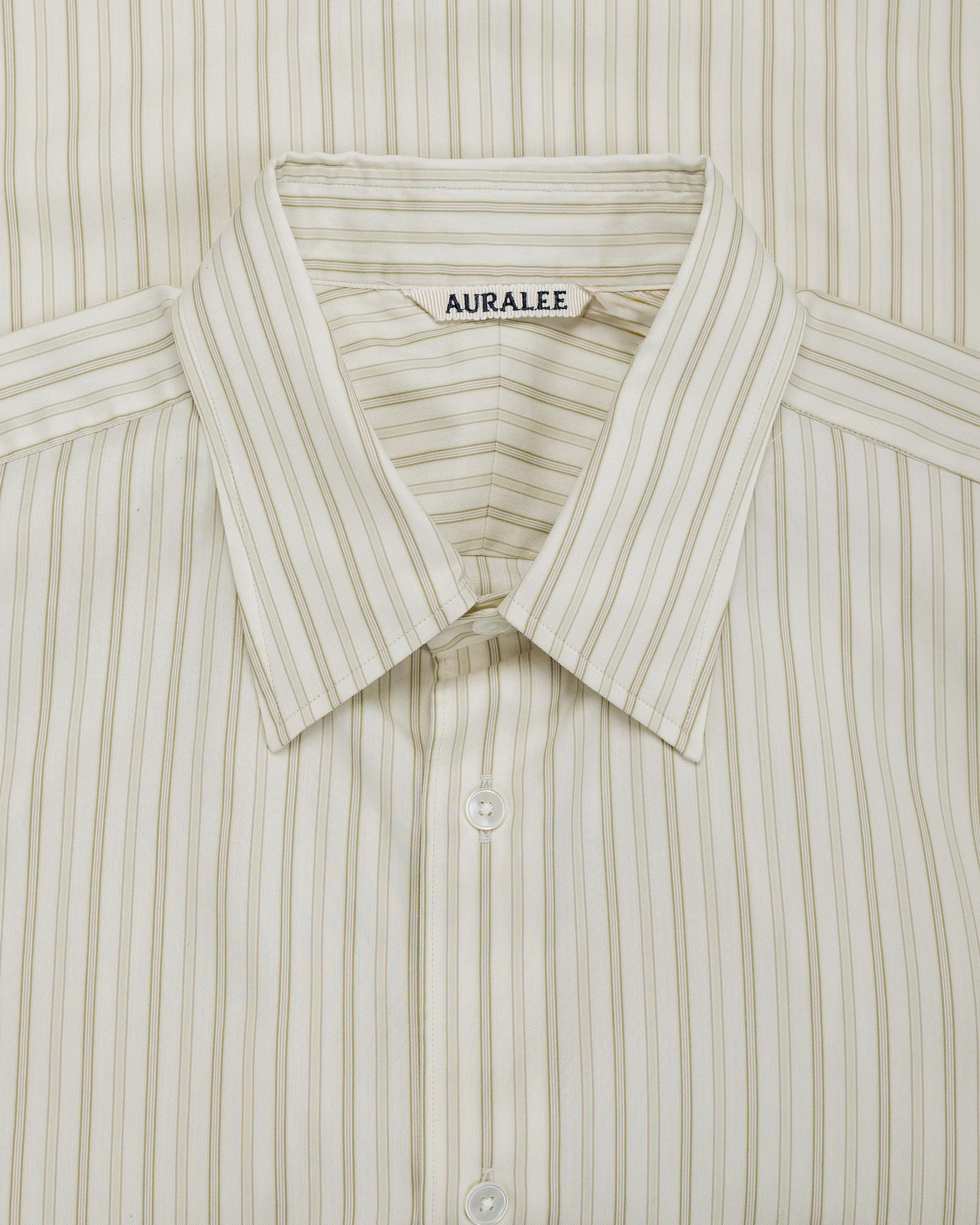 Auralee Cotton Silk Stripe Shirt Ivory Stripe - Image 5