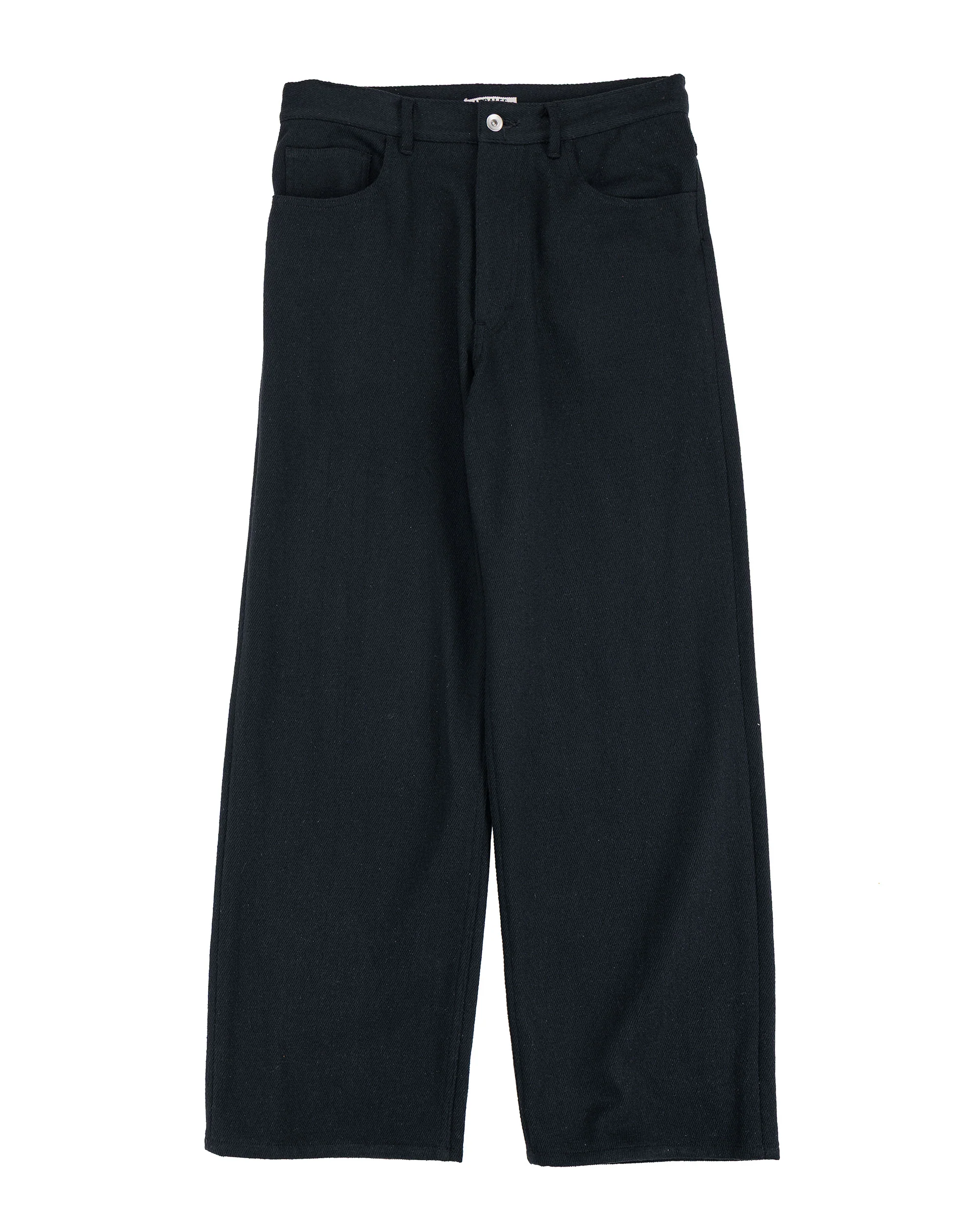 Auralee Silk Nep Denim 5P Wide Pants Black