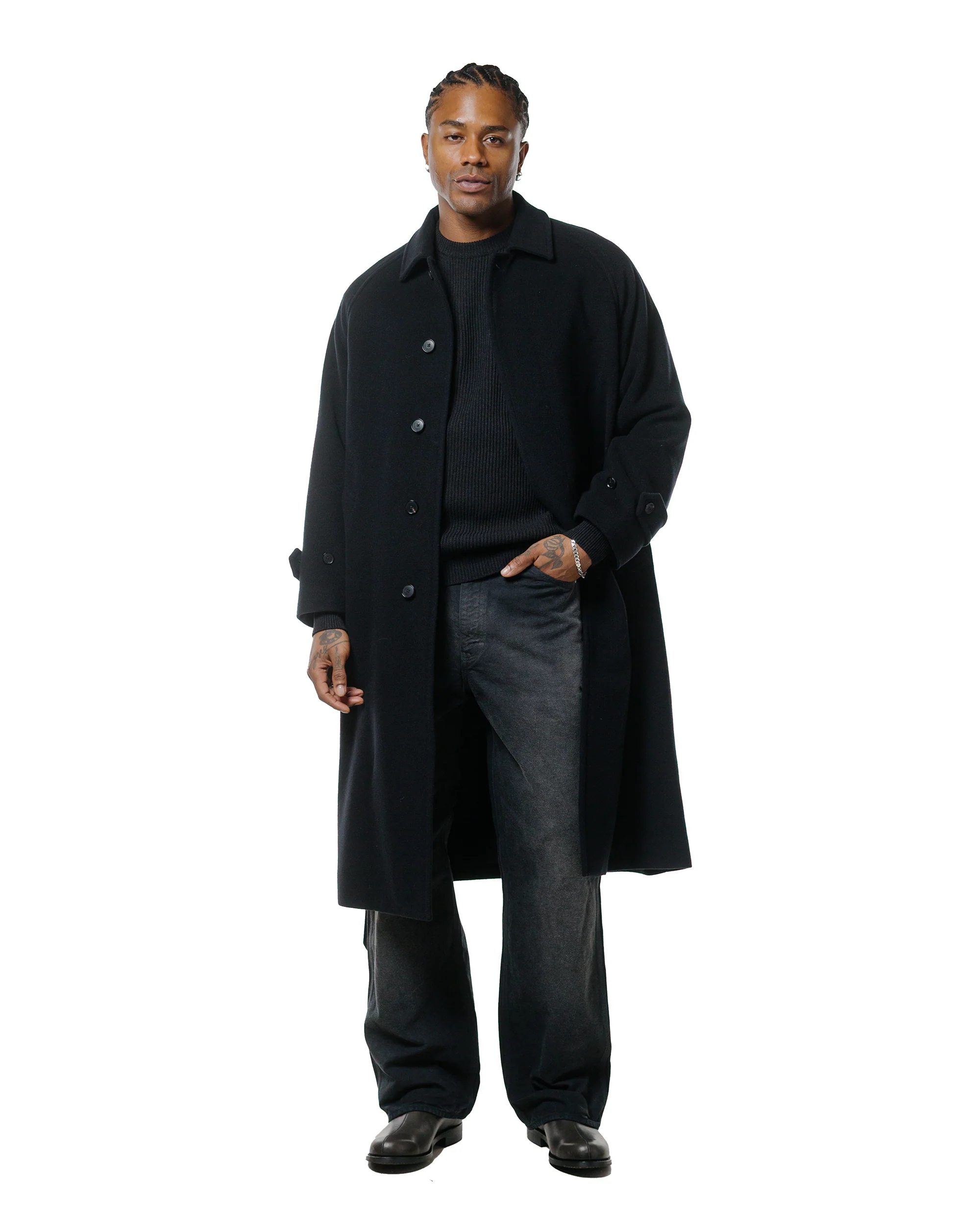 Auralee Super Fine Wool Rib Knit P/O Black - Image 4