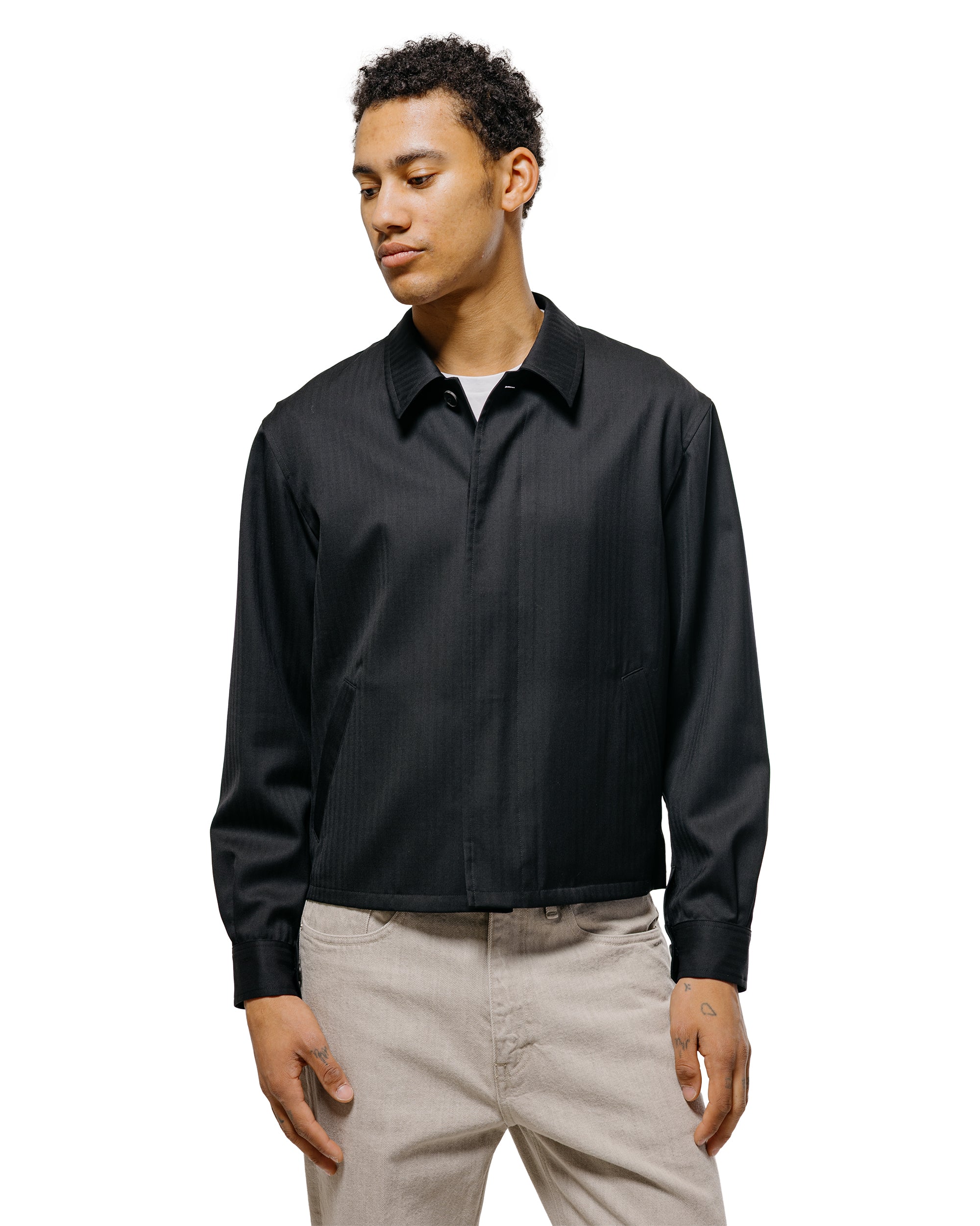 Auralee Wool Herringbone Blouson Black - Image 2