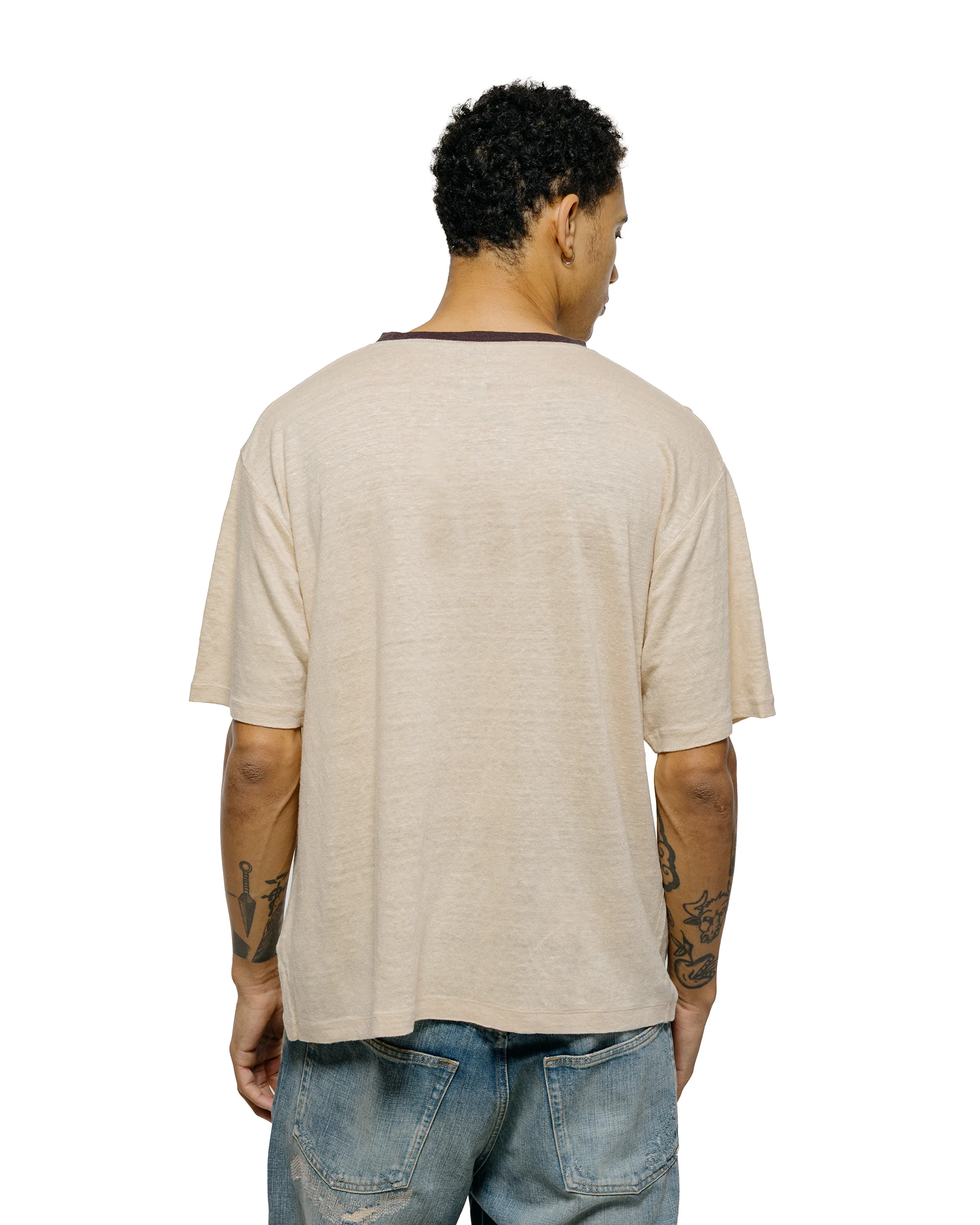 Batoner Normandy Linen T-Shirt Beige/Brown - Image 3