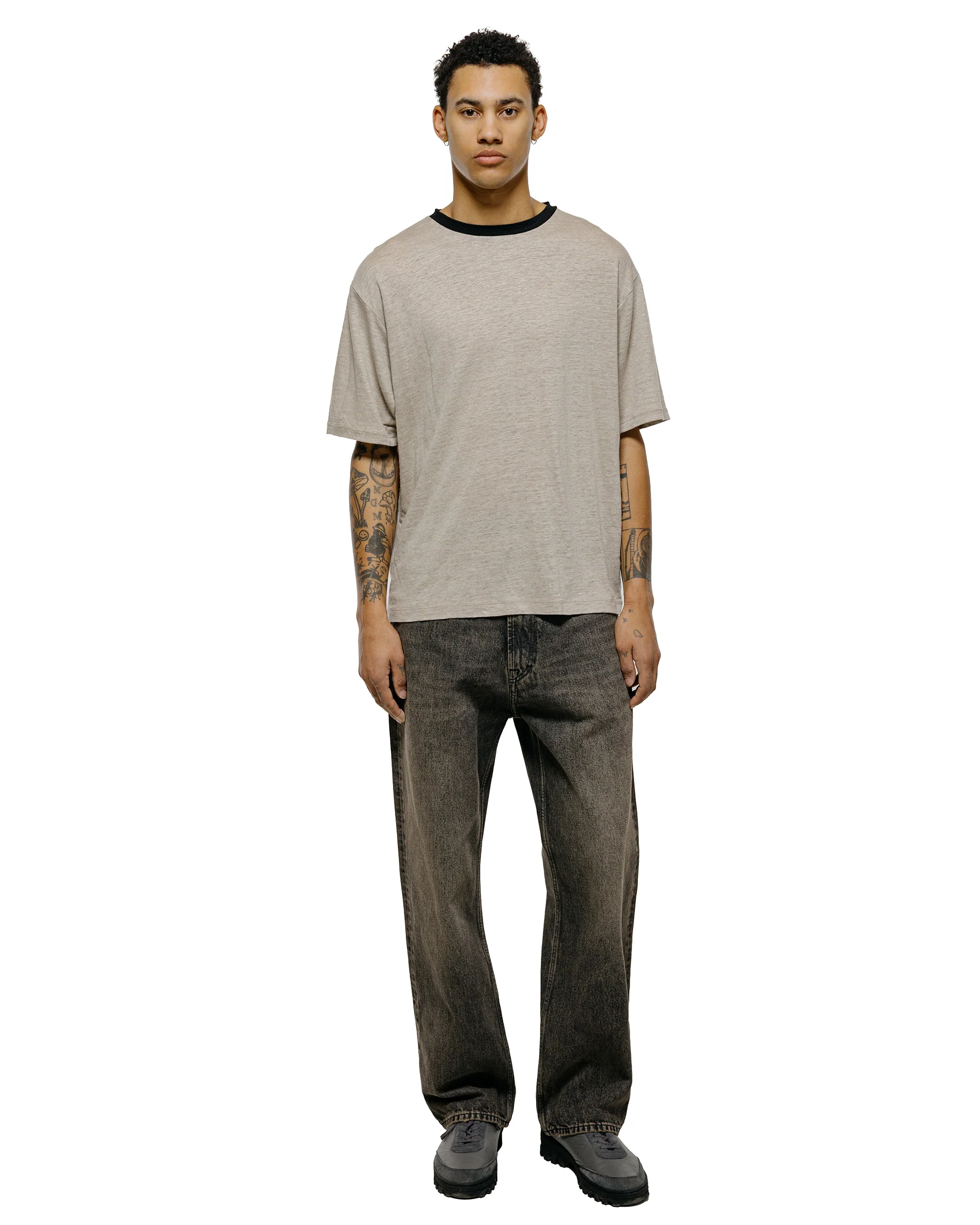 Batoner Normandy Linen T-Shirt Natural/Black - Image 4
