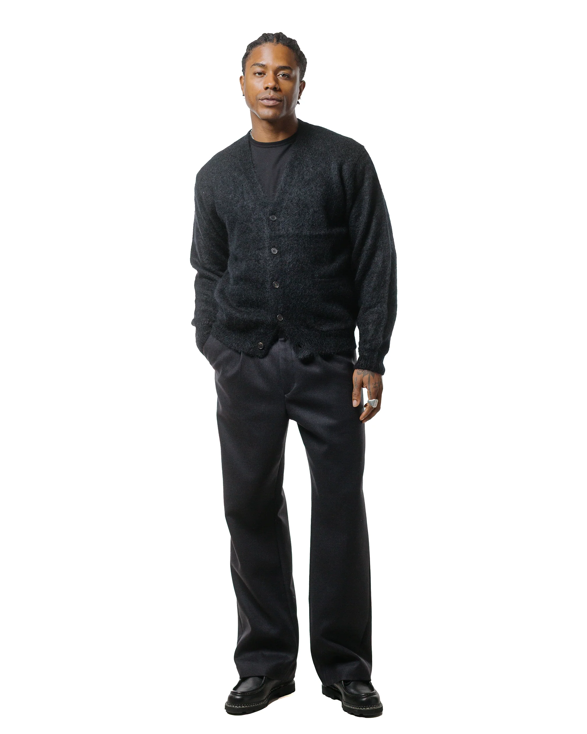 Batoner Pure Mohair V Cardigan Black - Image 4