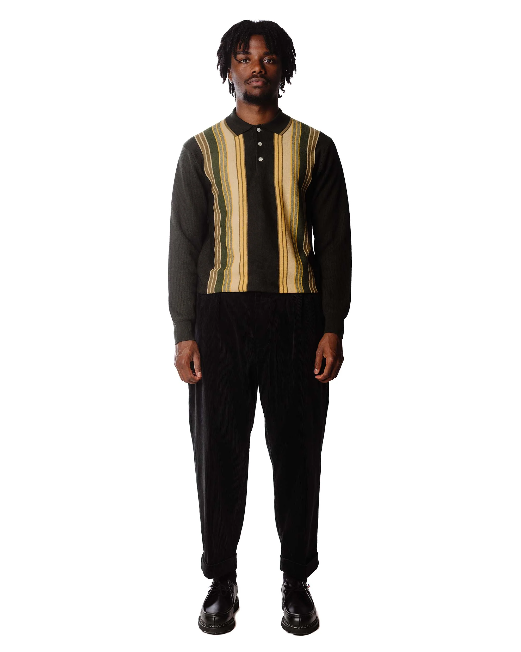 Beams Plus 2Pleats Corduroy Charcoal Grey - Image 2