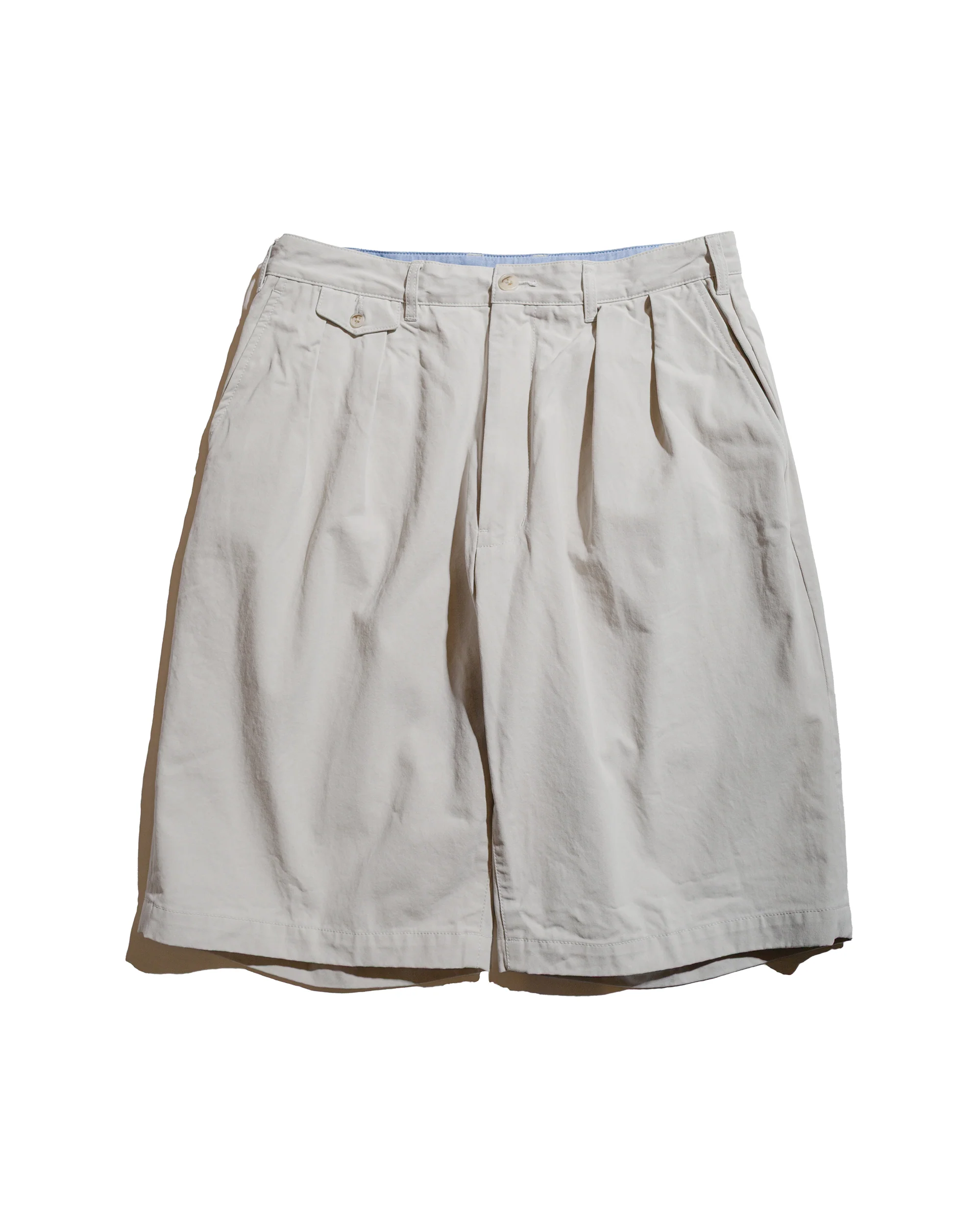 Beams Plus 2Pleats Shorts Twill Bio Washed Cement