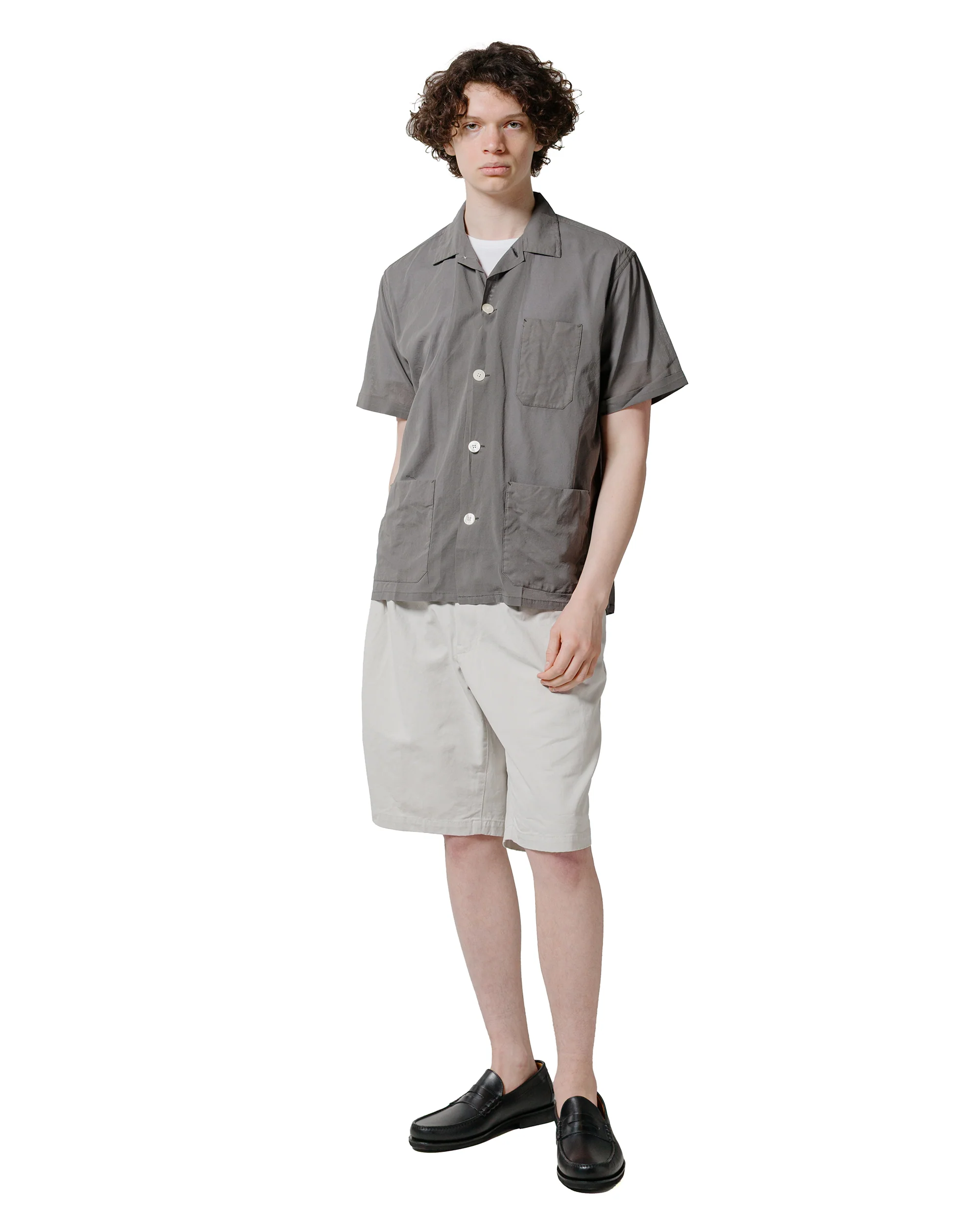 Beams Plus 2Pleats Shorts Twill Bio Washed Cement - Image 4