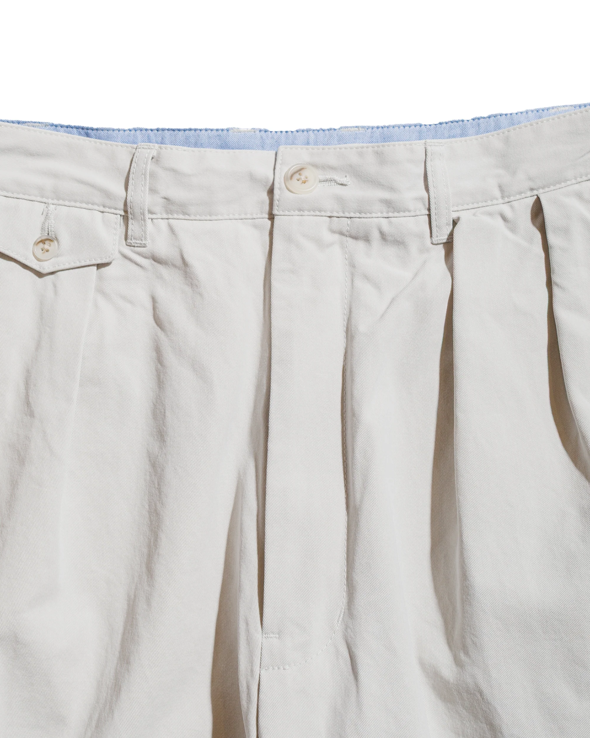 Beams Plus 2Pleats Shorts Twill Bio Washed Cement - Image 5