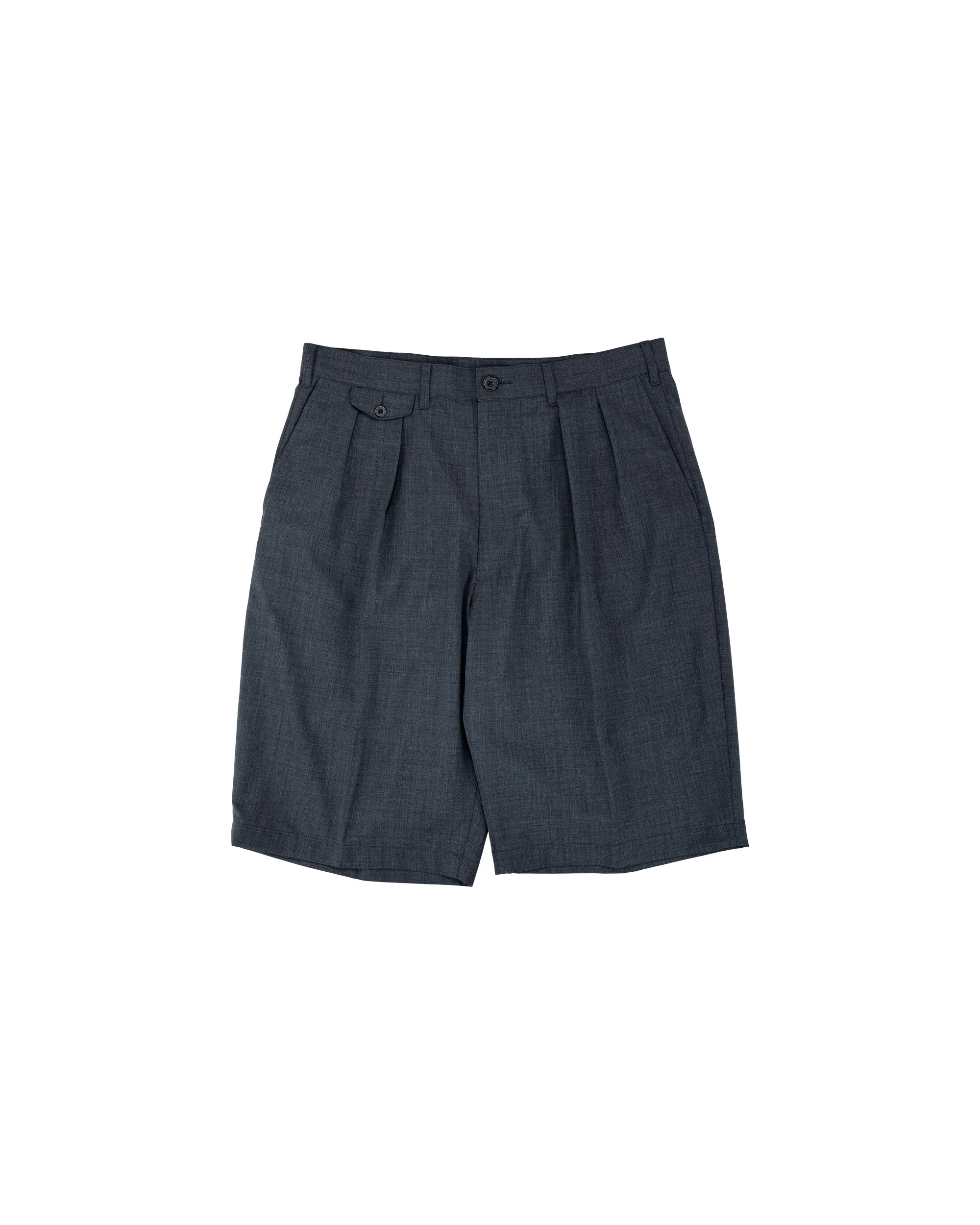 Beams Plus 2Pleats Shorts Wool Tropical Charcoal Grey