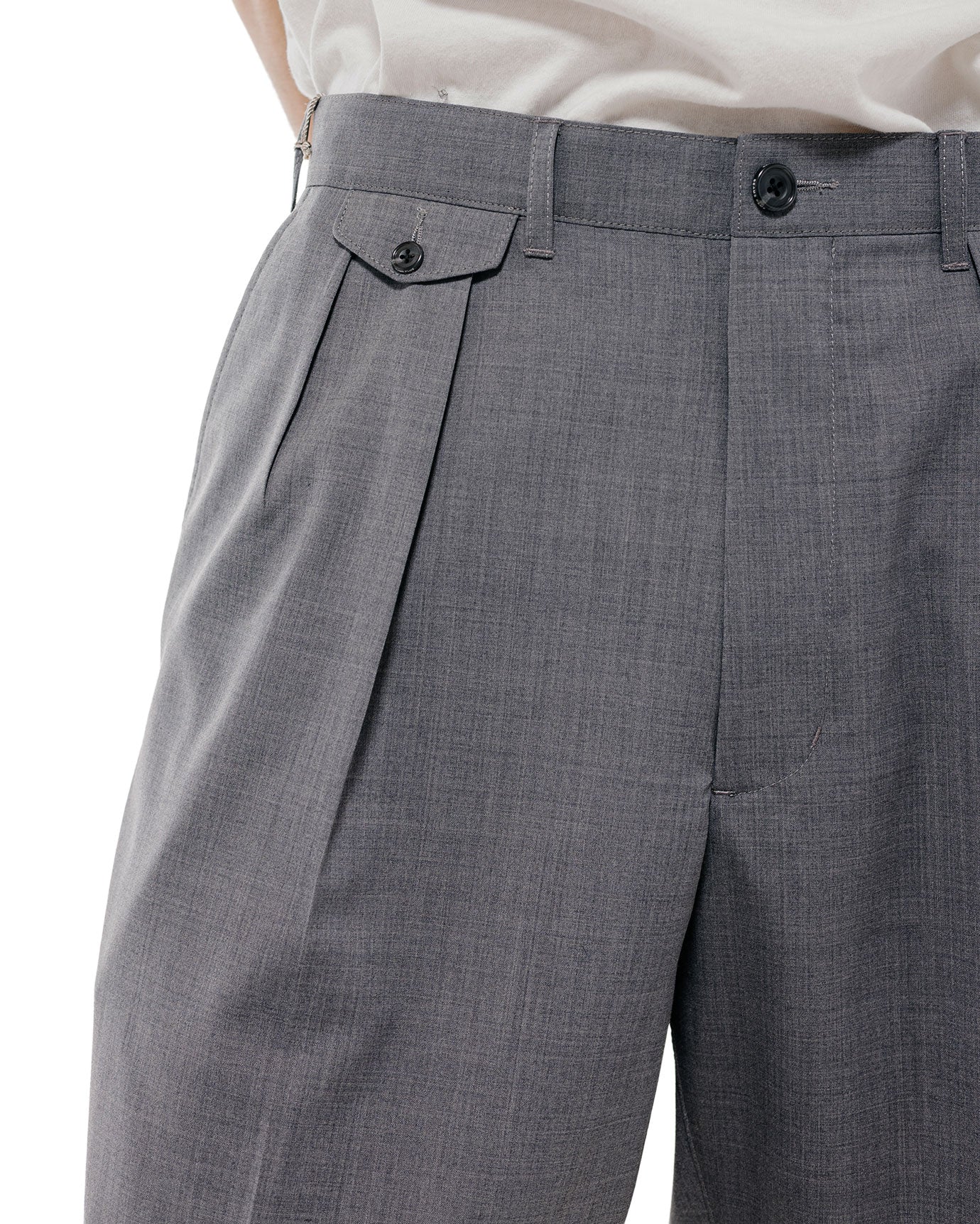 Beams Plus 2Pleats Shorts Wool Tropical Grey - Image 3
