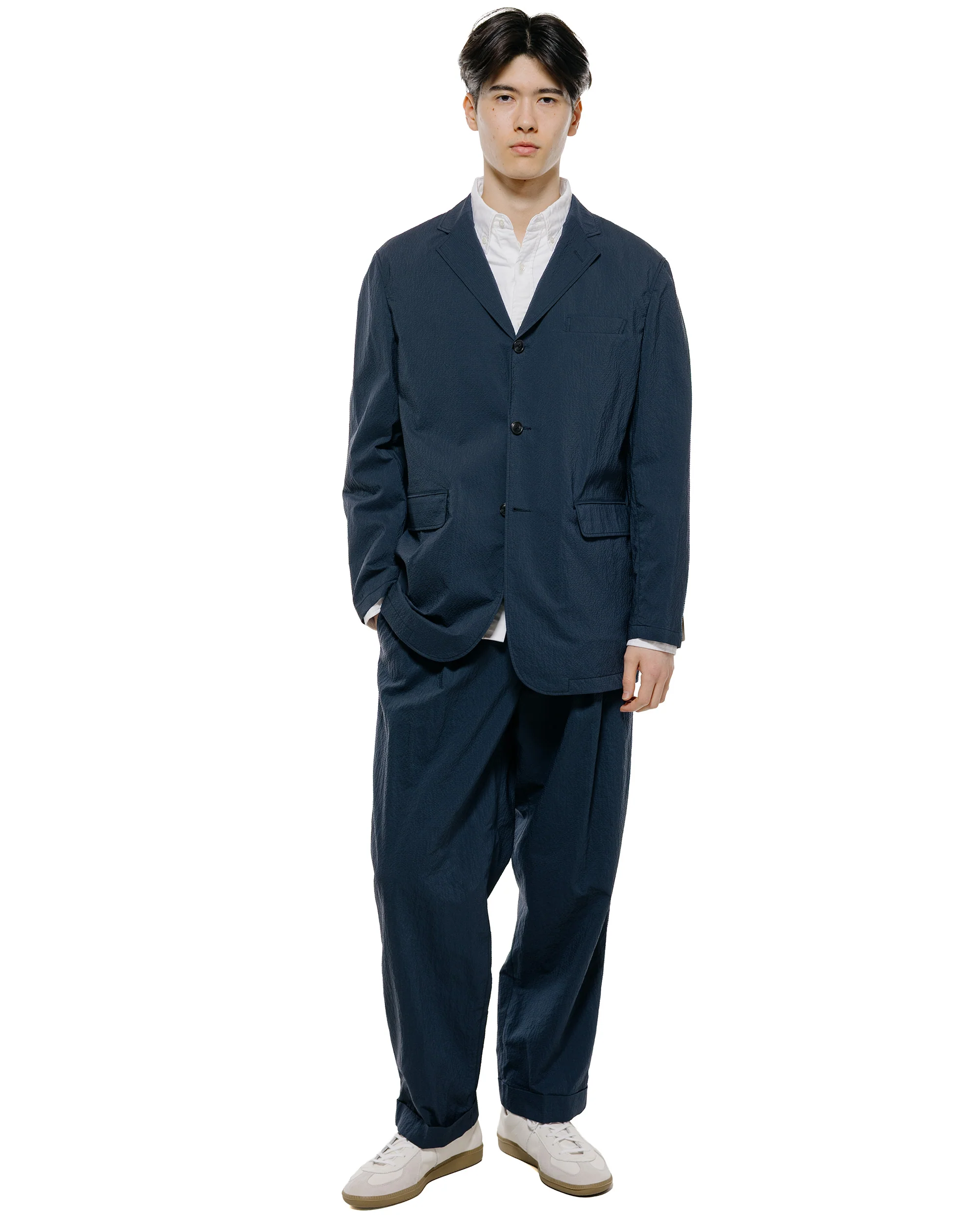 Beams Plus 3B Anywhere(wear) Jacket Seersucker Plaid Navy - Image 4