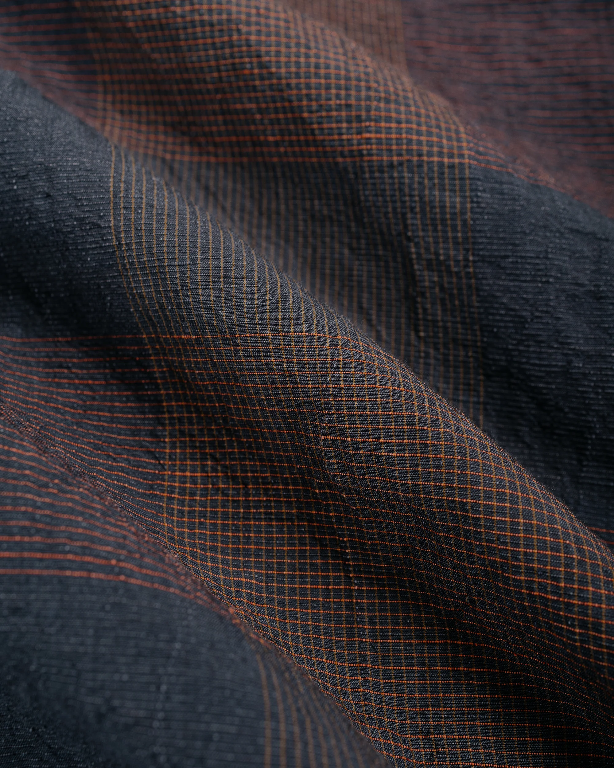 Beams Plus B.D. Classic Fit Cotton Linen Cord Check Navy/Pink - Image 6