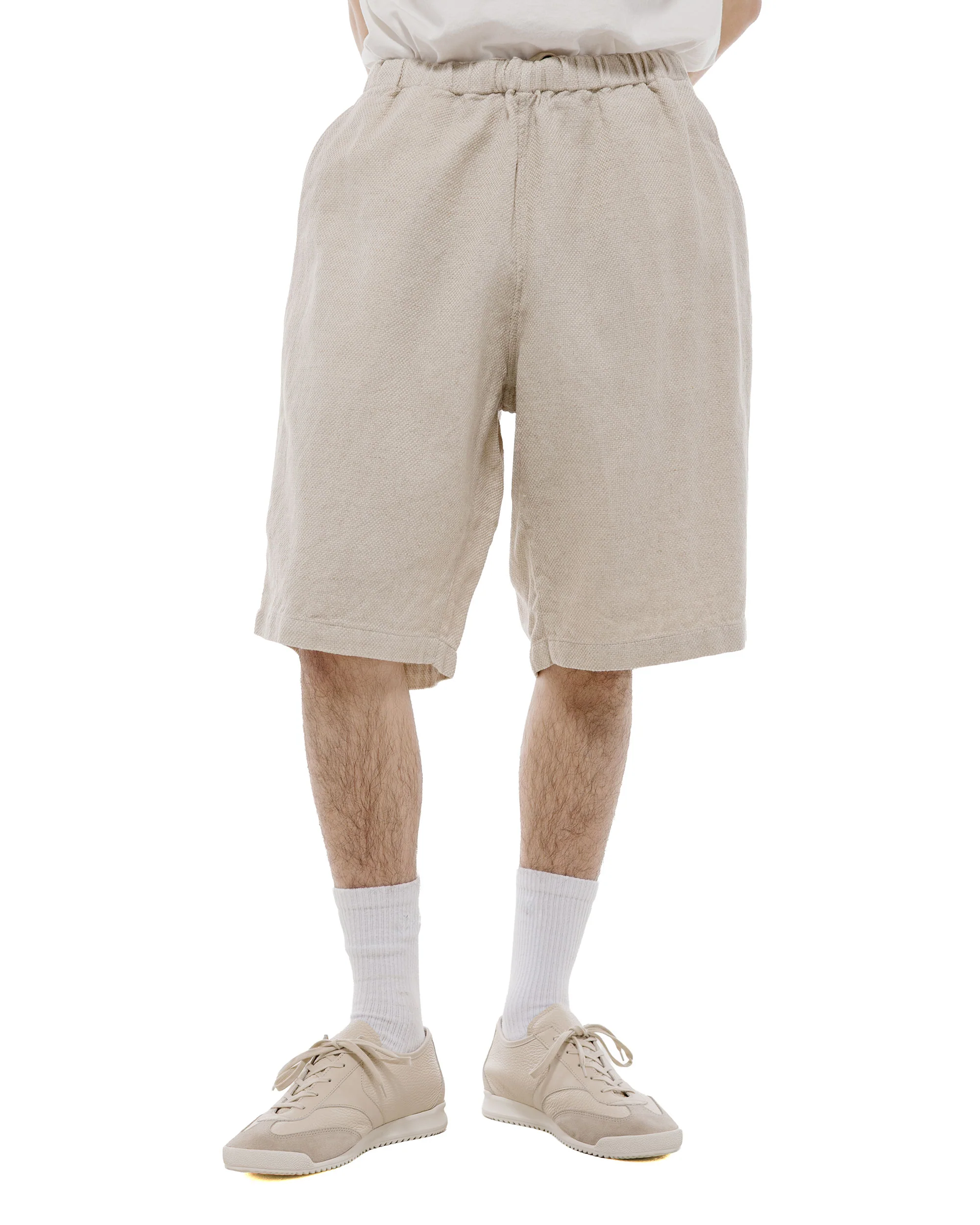 Beams Plus Easy Shorts Cotton Linen Off White - Image 2