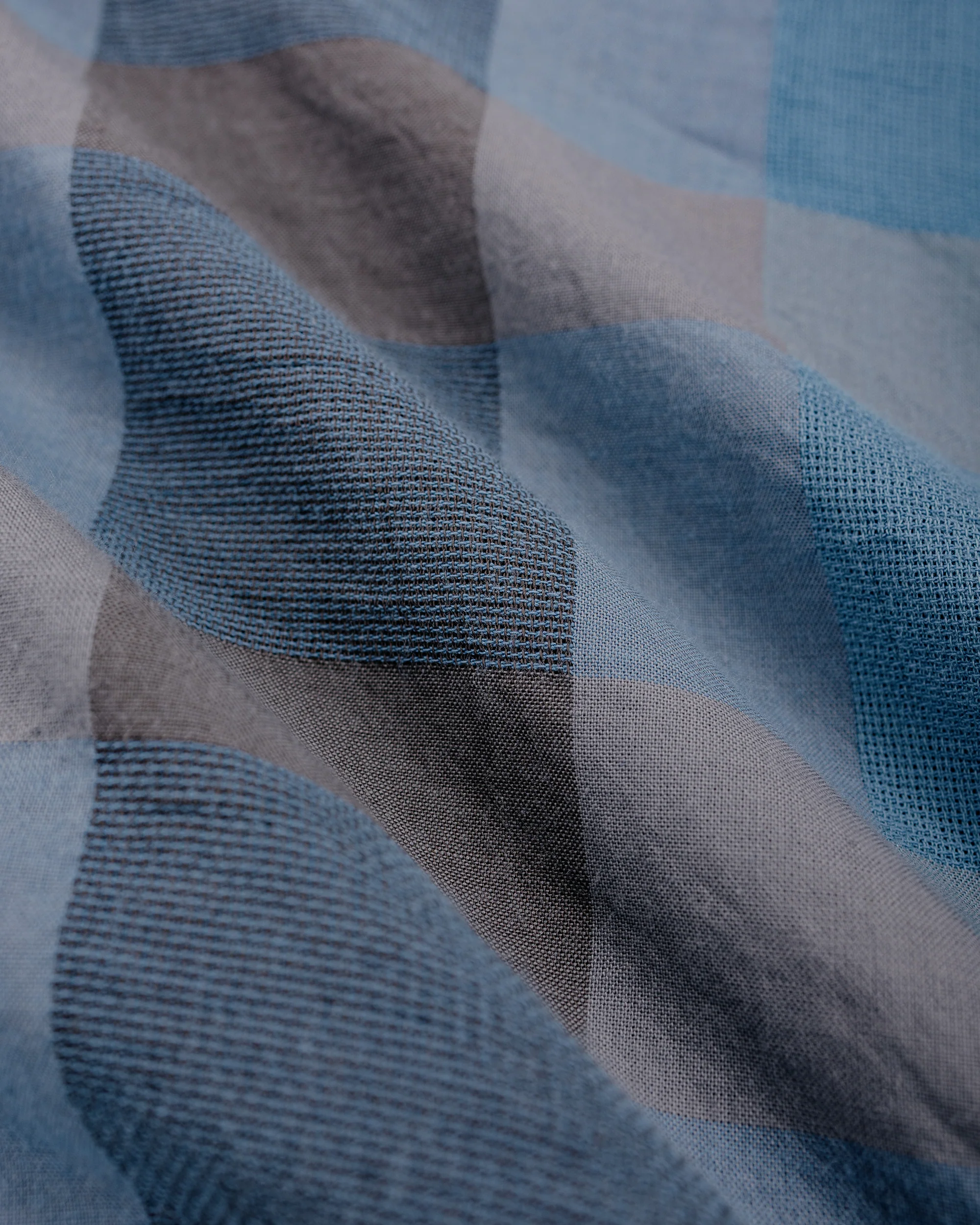 Beams Plus Italian Collar Indigo Panama Weave Plaid - Image 6