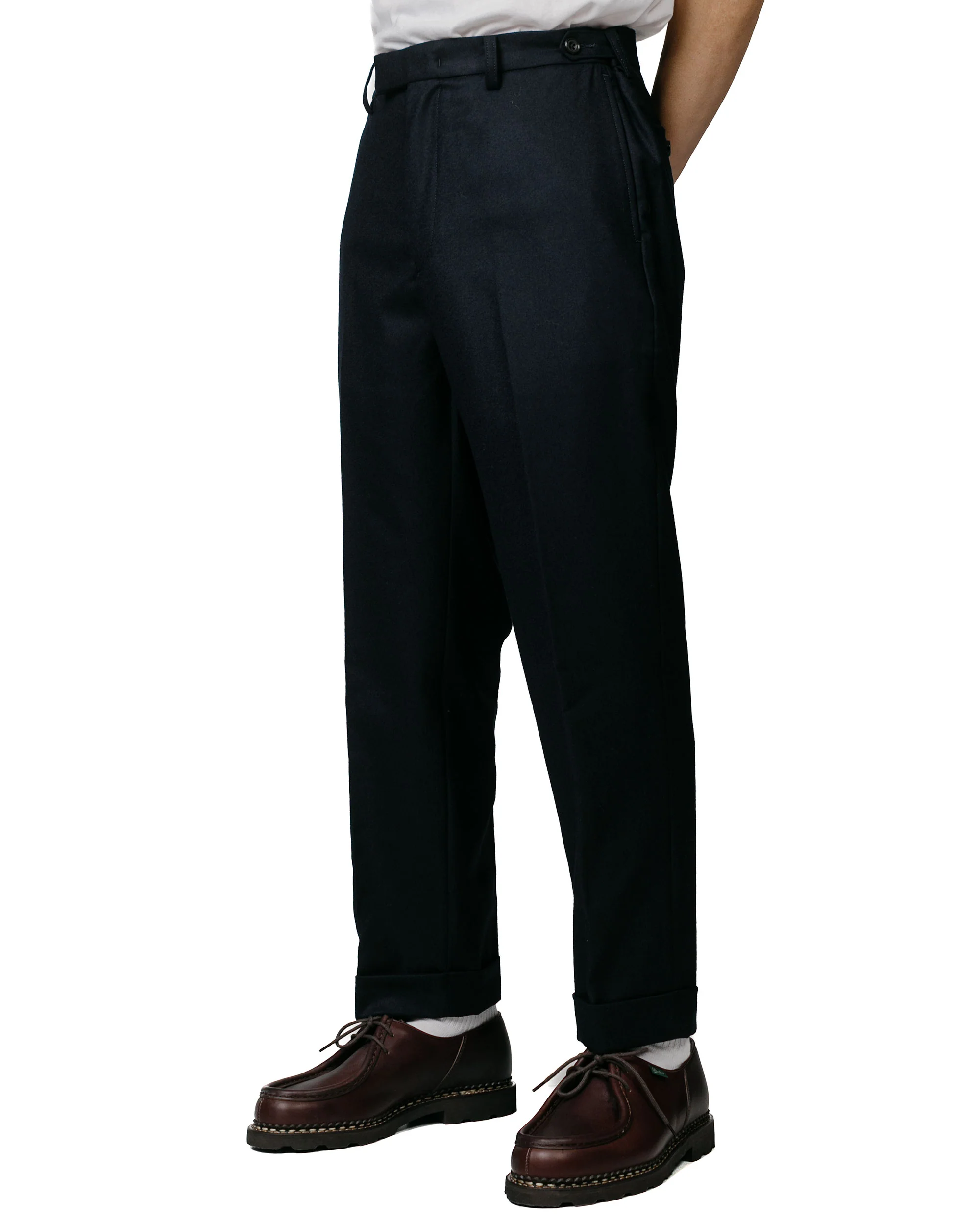 Beams Plus Ivy Trousers Ankle-Cut Flannel Navy - Image 2