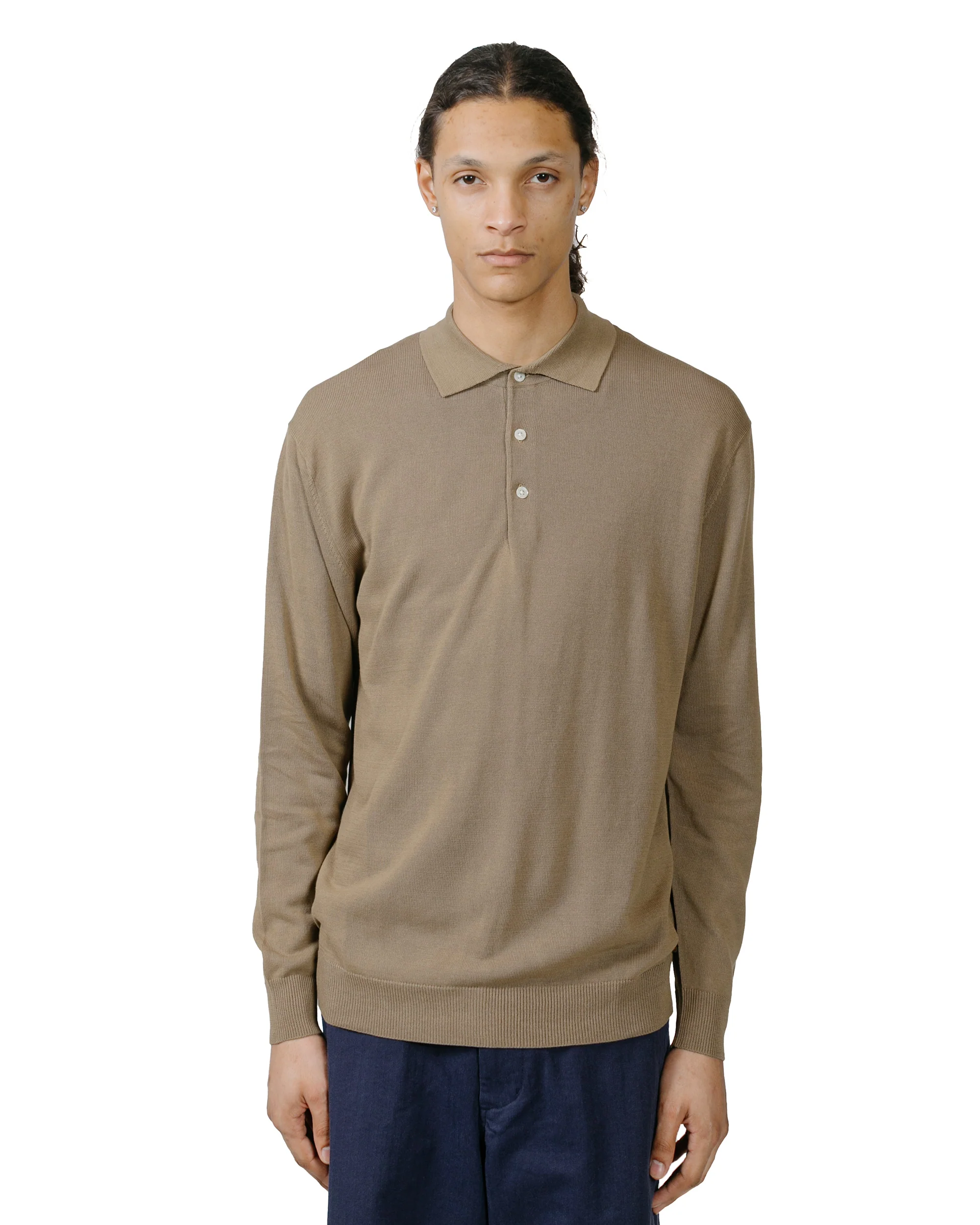 Beams Plus Knit Polo 12G Mocha - Image 2