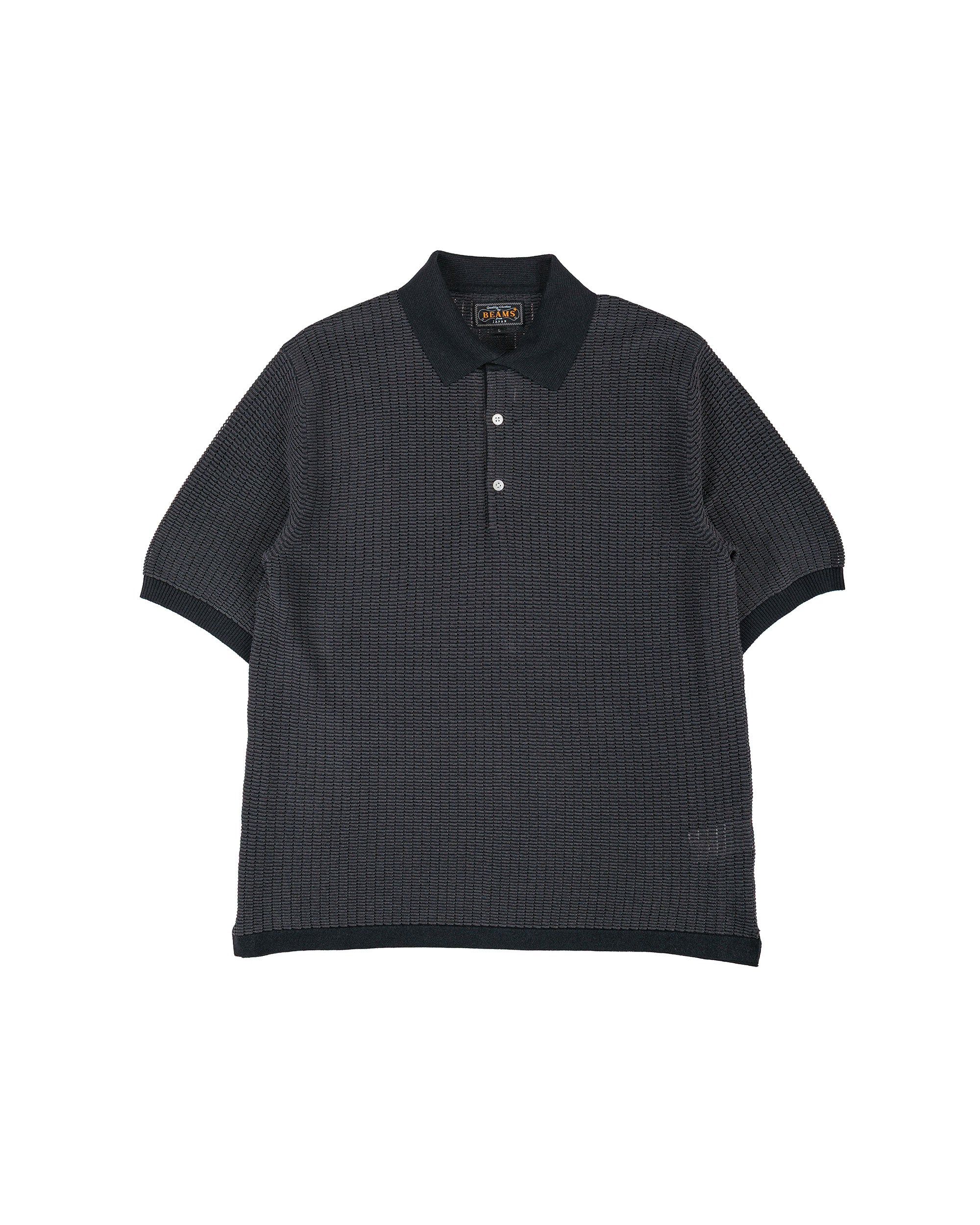 Beams Plus Knit Polo 'Washi' 2 Tone Black