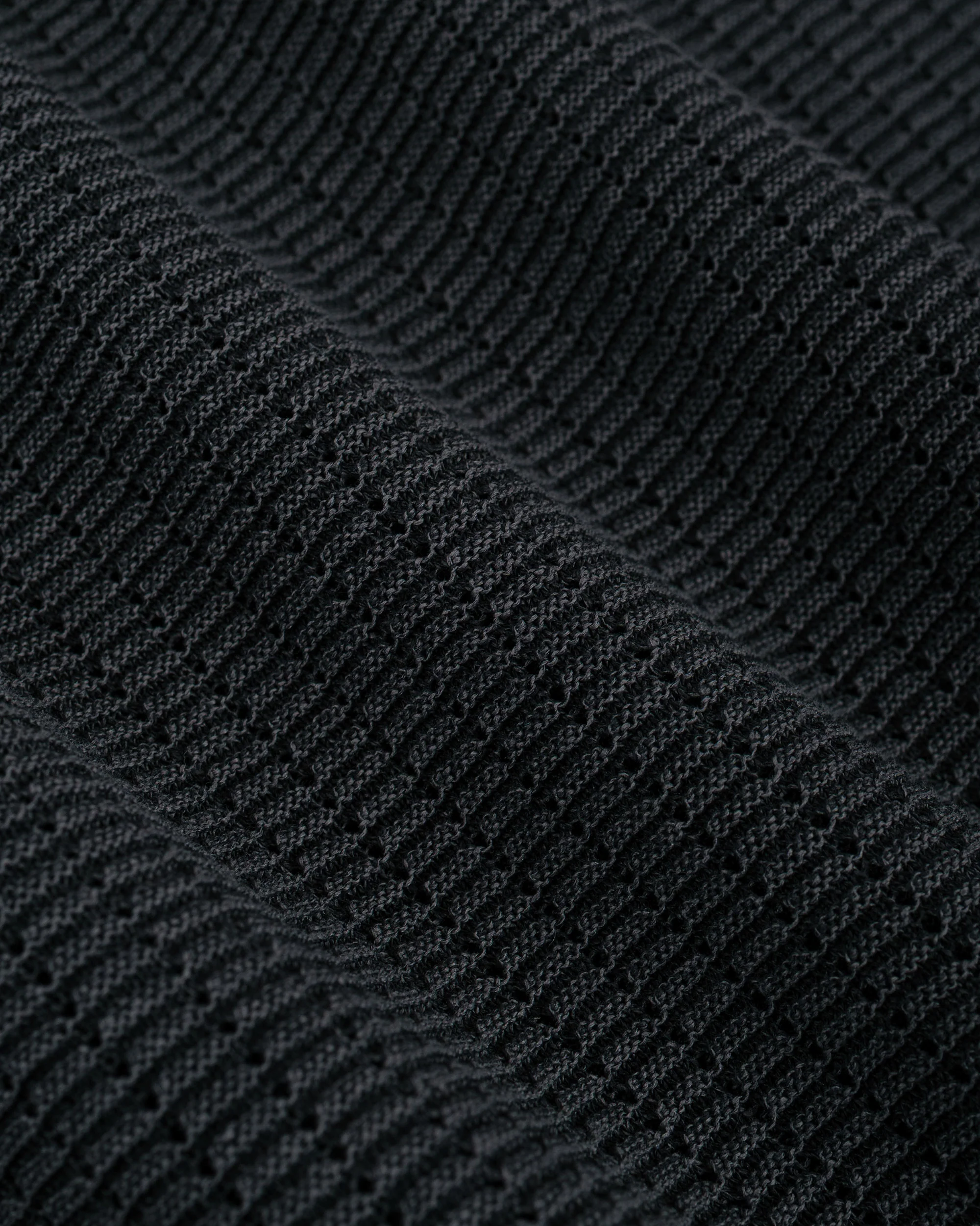 Beams Plus Knit Polo 'Washi' 2 Tone Black - Image 6