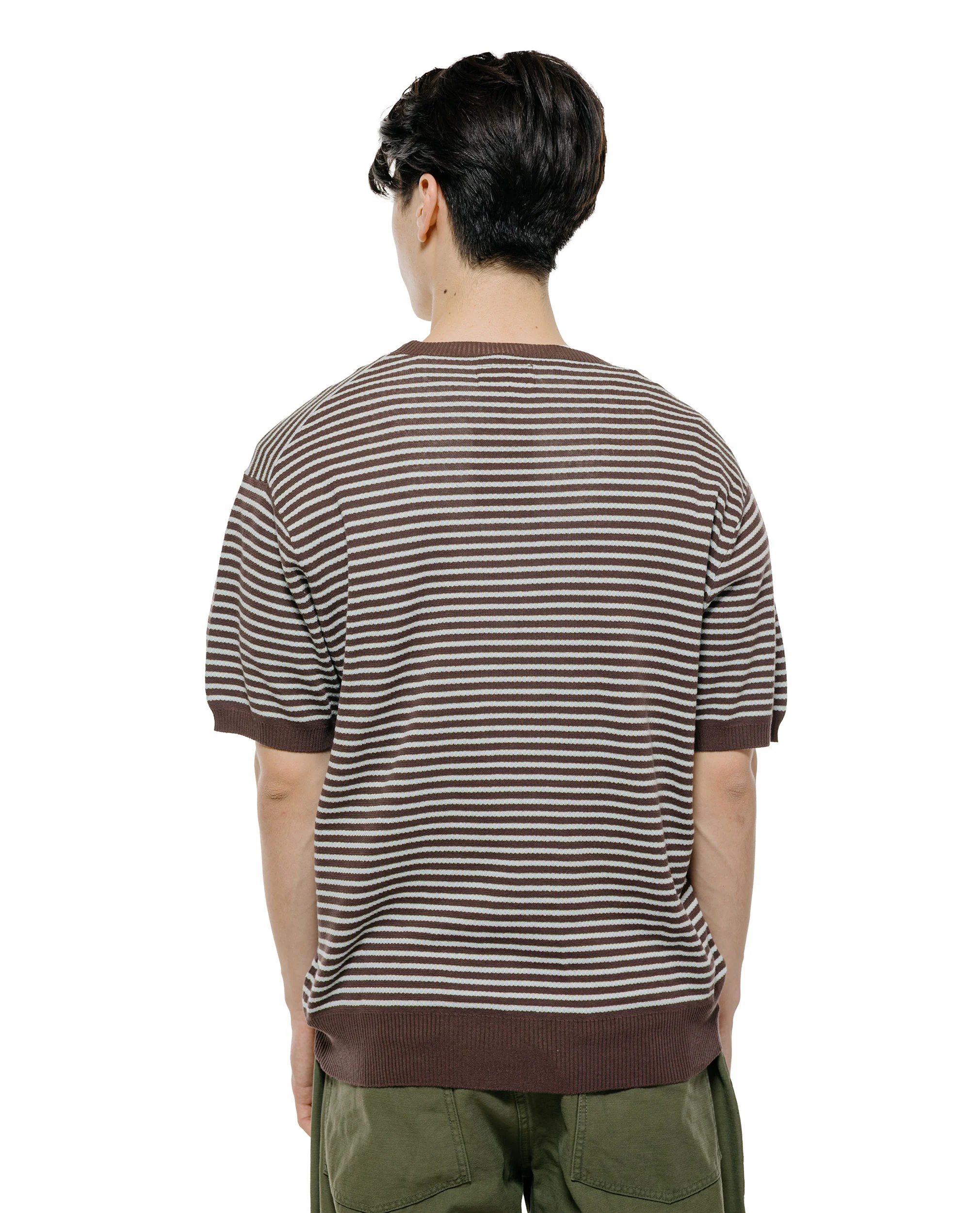 Beams Plus Knit Tee Dot Pattern Jacquard Brown - Image 3