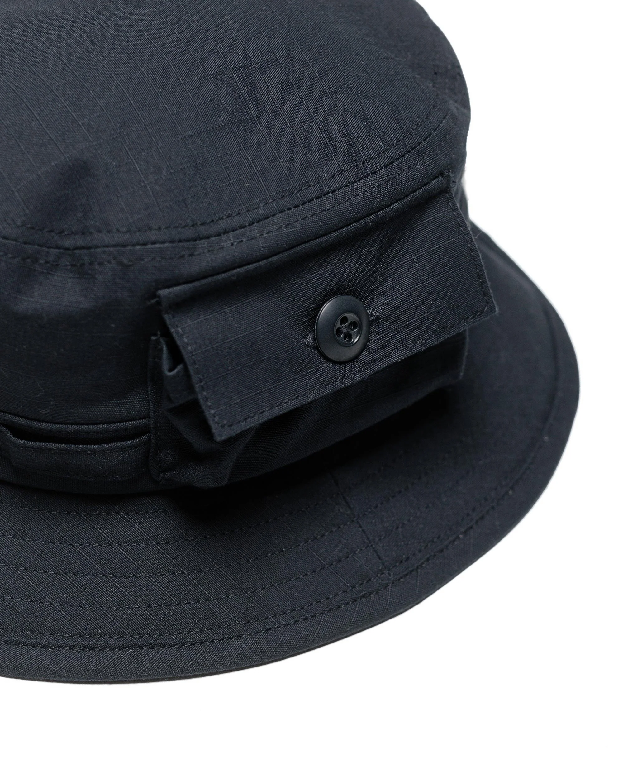Beams Plus Lost & Found MIL Jungle Hat Cotton Ripstop Black - Image 2