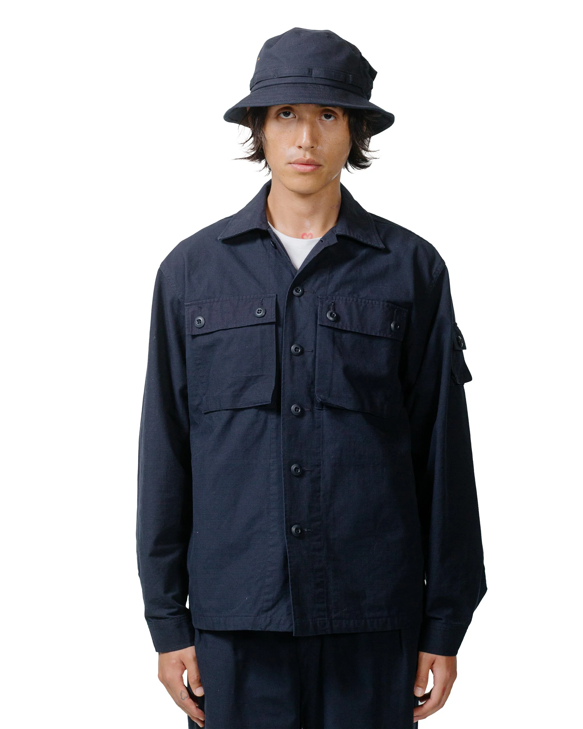 Beams Plus Lost & Found MIL SHT-JAC Cotton Ripstop Navy - Image 2