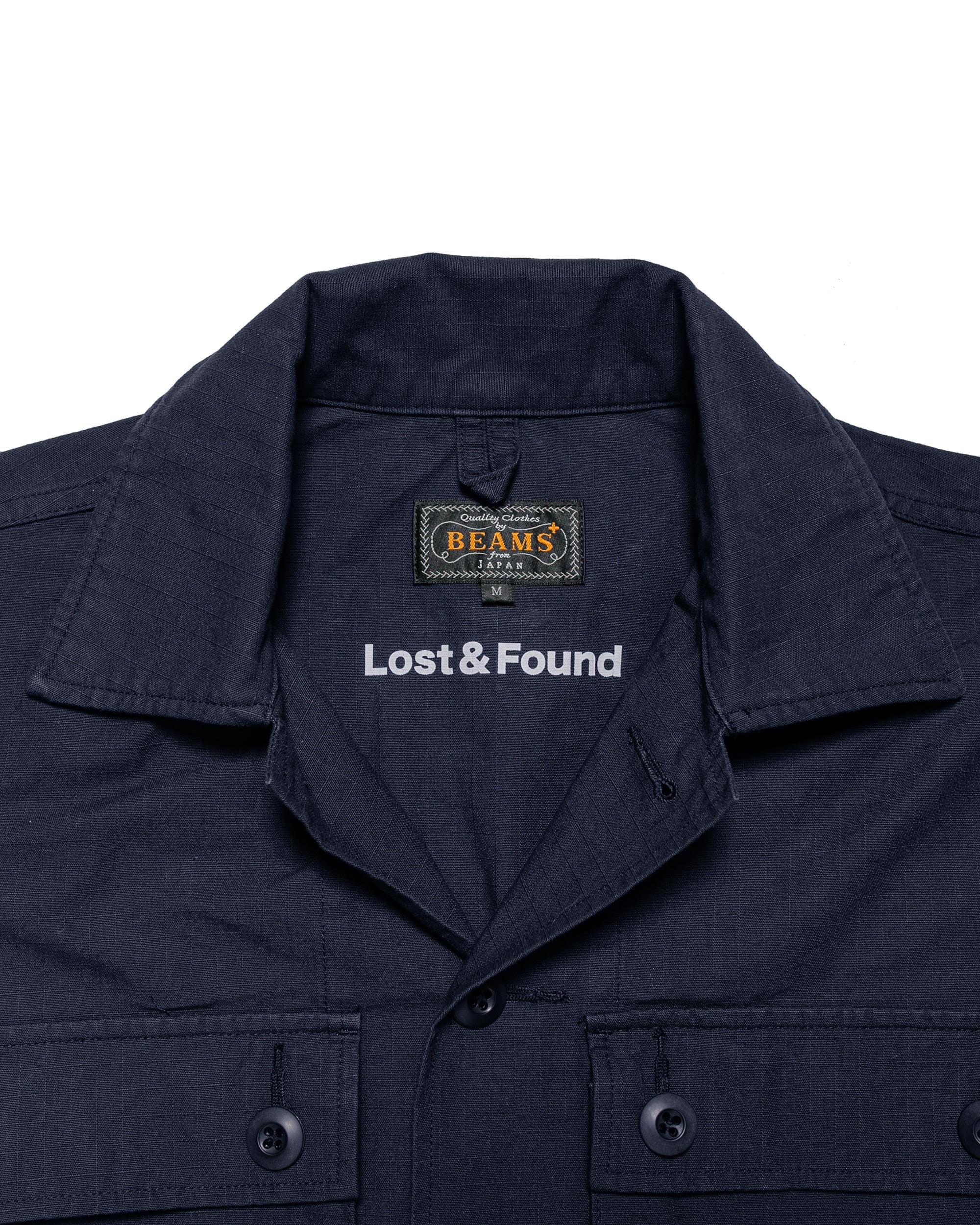 Beams Plus Lost & Found MIL SHT-JAC Cotton Ripstop Navy - Image 8