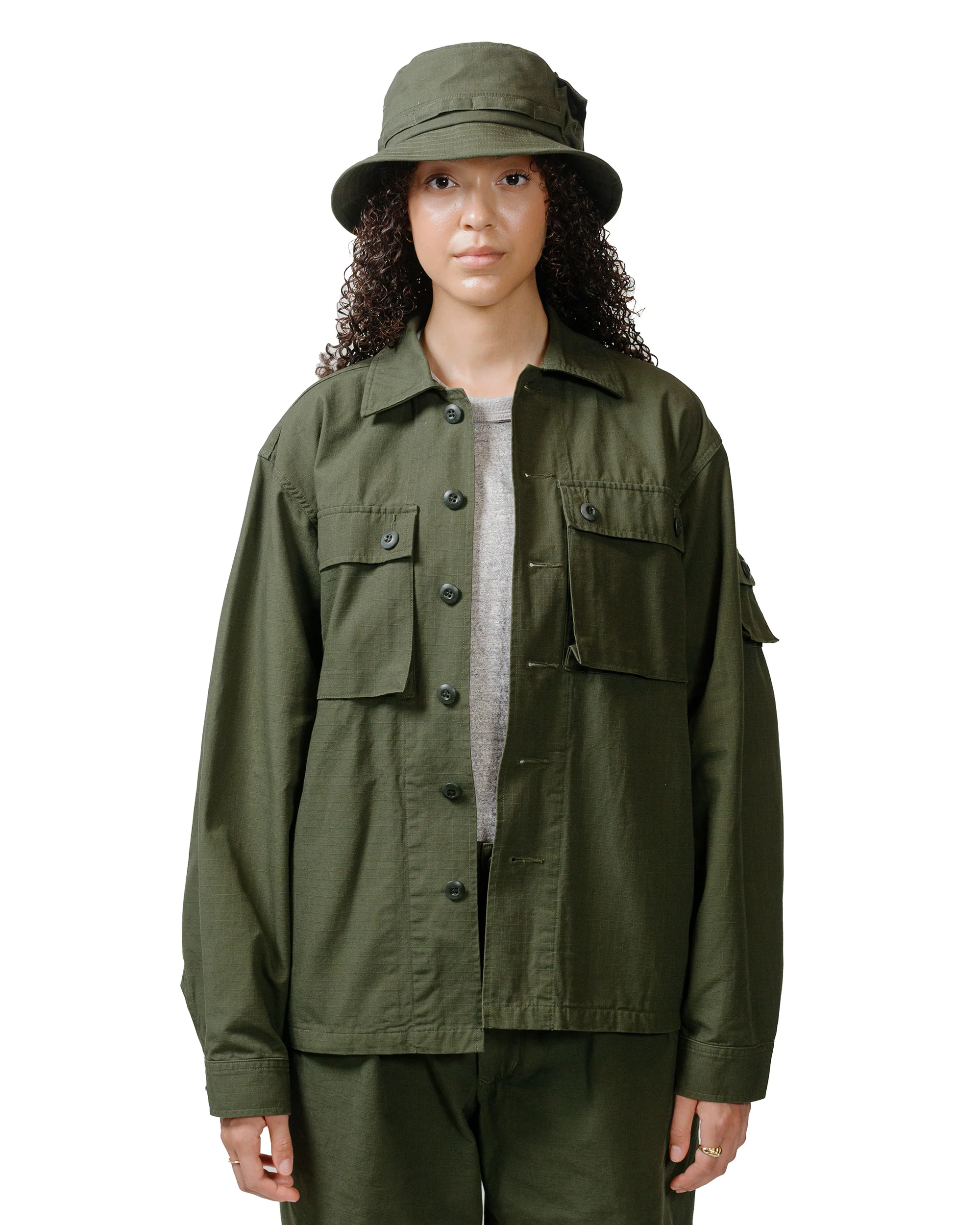 Beams Plus Lost & Found MIL SHT-JAC Cotton Ripstop Olive - Image 6