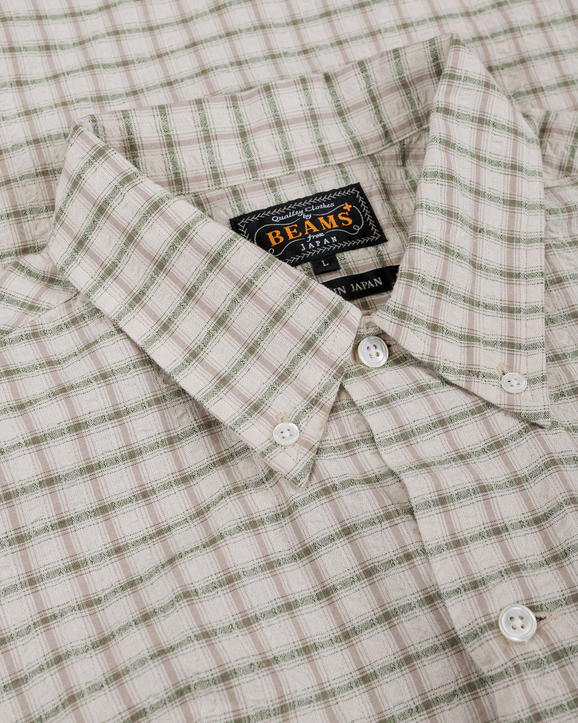 Beams Plus Open B.D. Sucker Plaid Green - Image 5