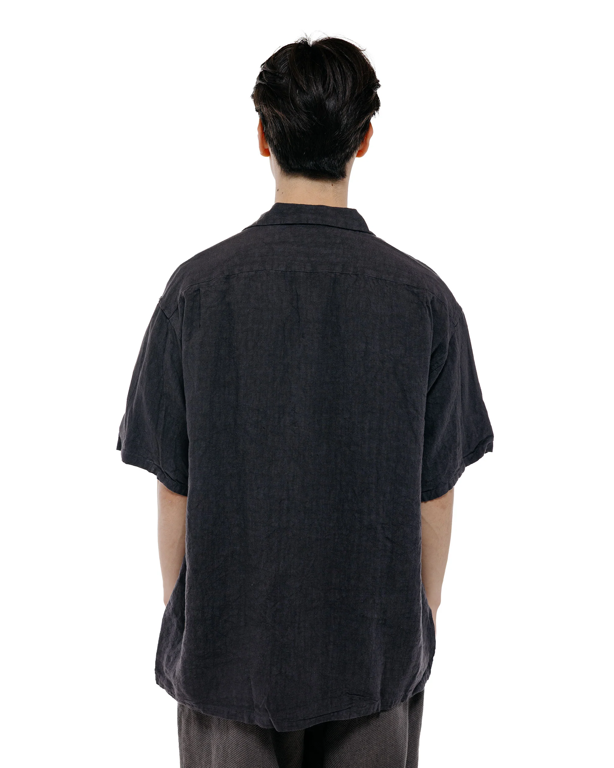 Beams Plus Open Collar 1/40 Linen Charcoal - Image 3