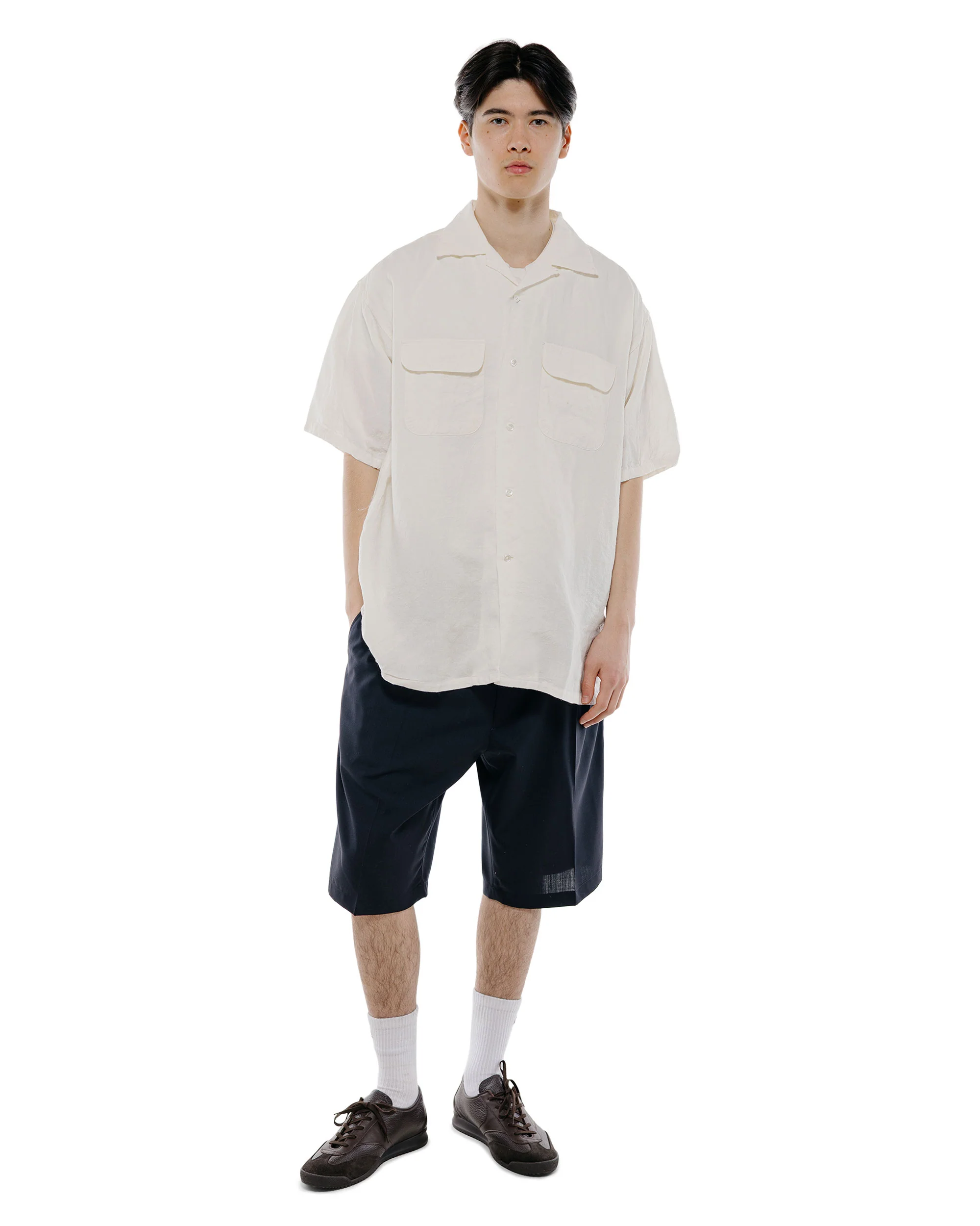 Beams Plus Open Collar 1/40 Linen White - Image 5