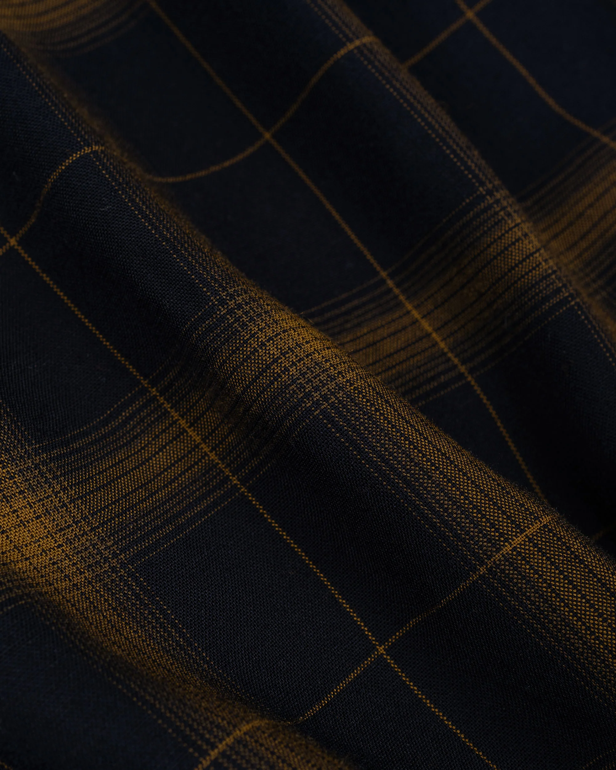 Beams Plus Open Collar Ombre Plaid Black Mustard Ombre - Image 6