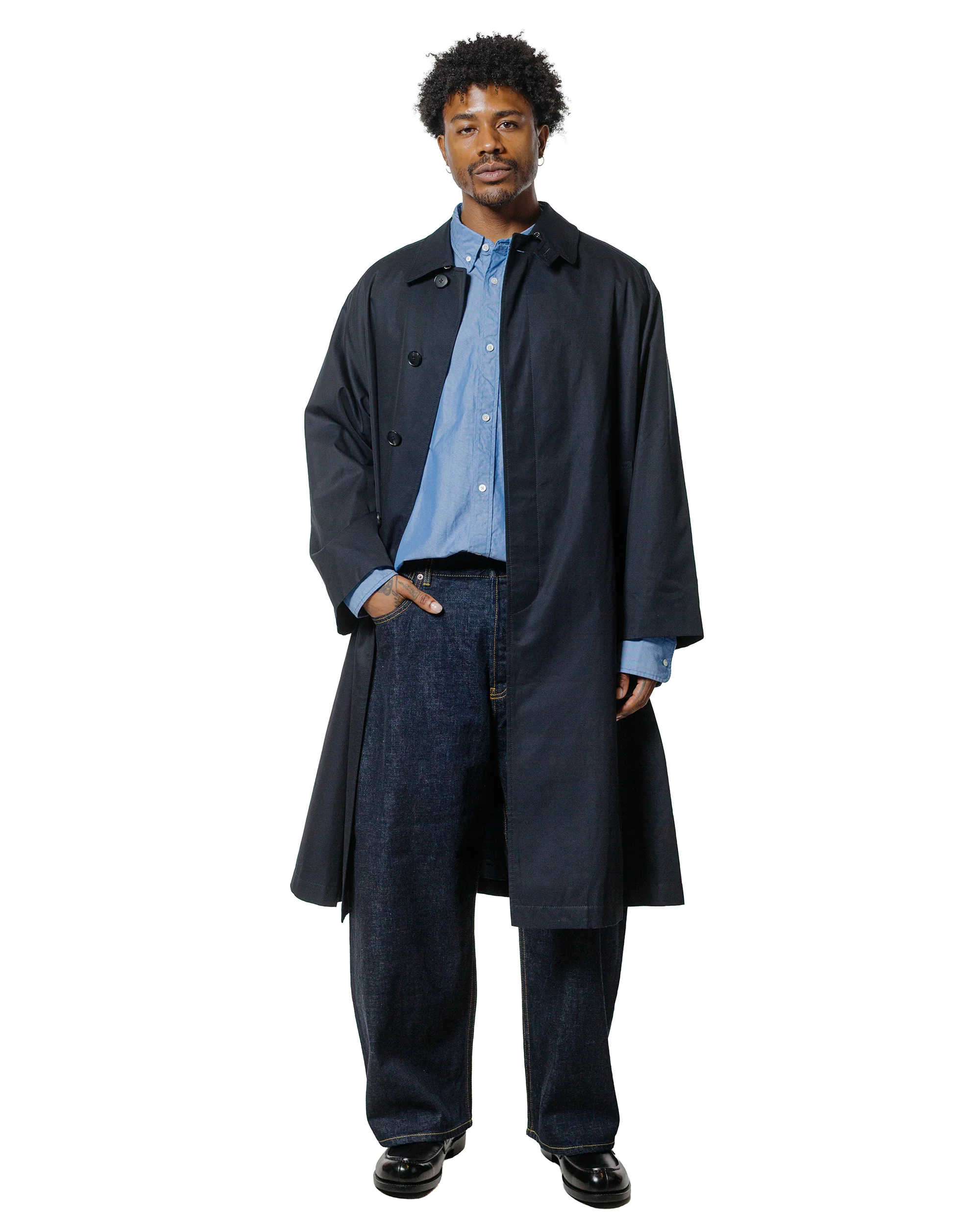 Beams Plus Studio Nicholson Peter Coat Gabardine Darkest Navy - Image 2