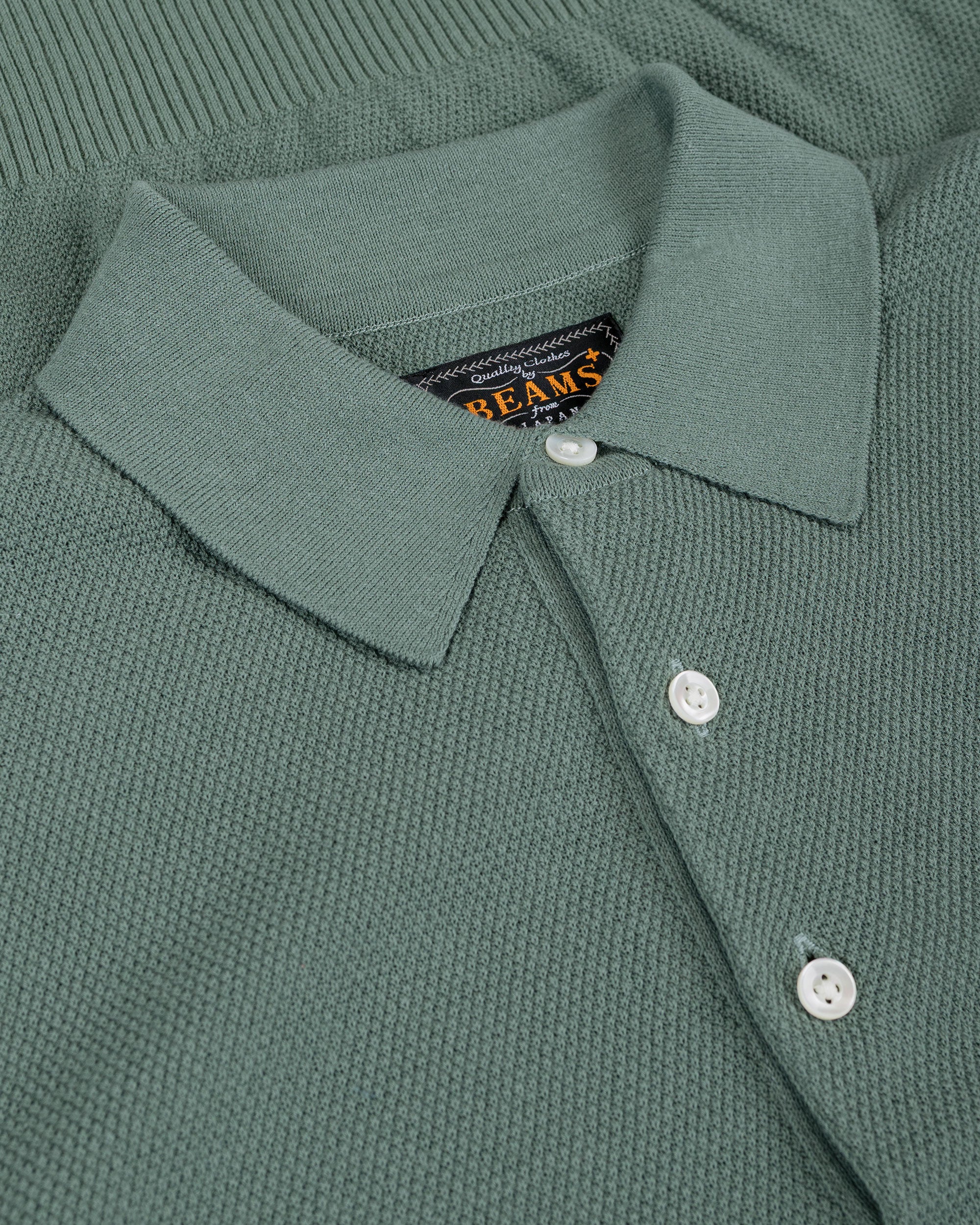 Beams Plus Pique Polo 14G L/S Olive - Image 5