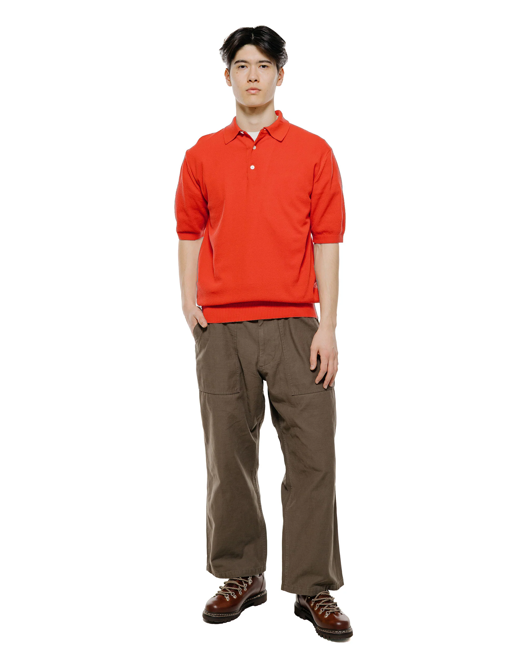 Beams Plus Pique Polo 14G Red - Image 4