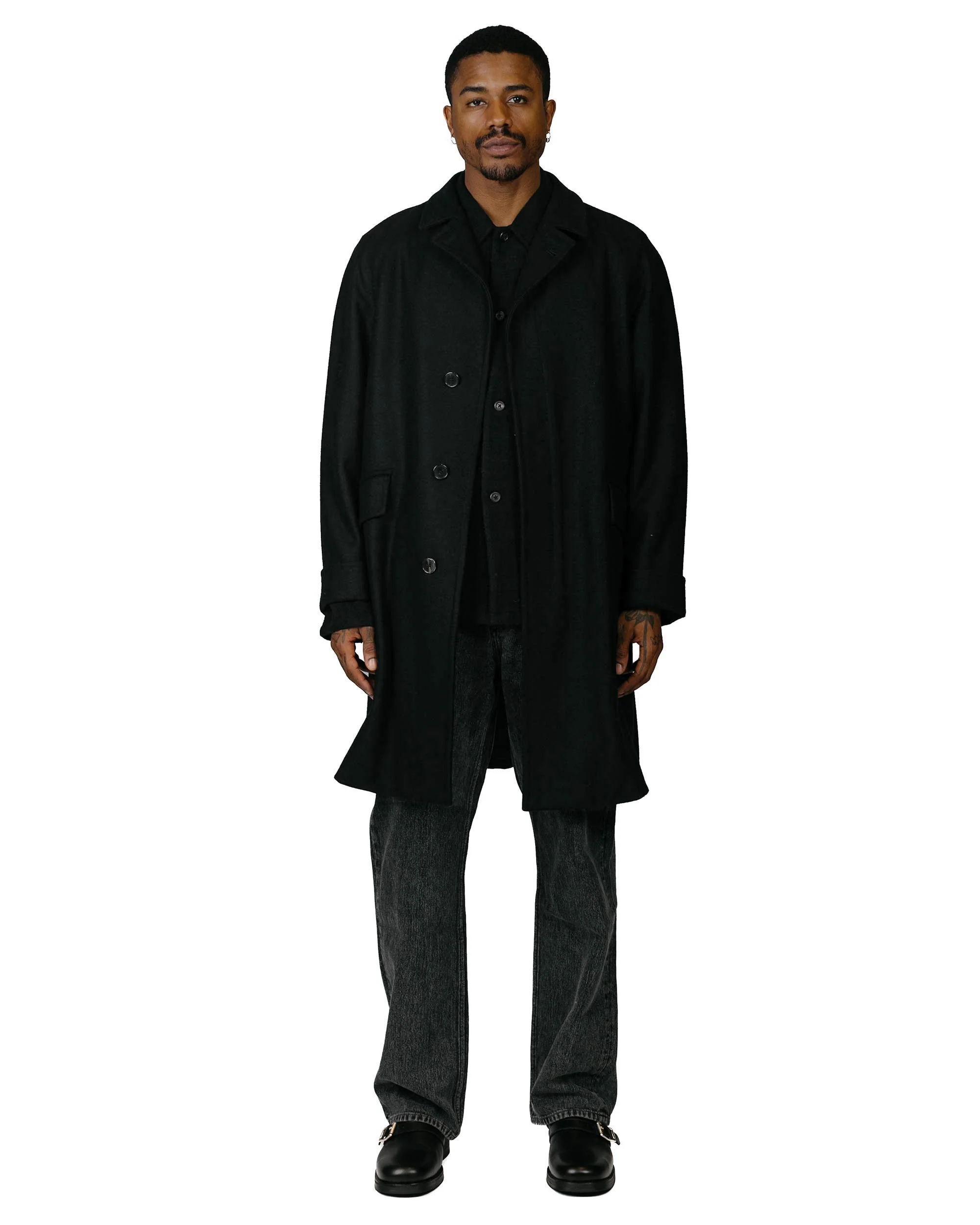 Cohérence Corb Melton Jersey Over Coat Black - Image 4