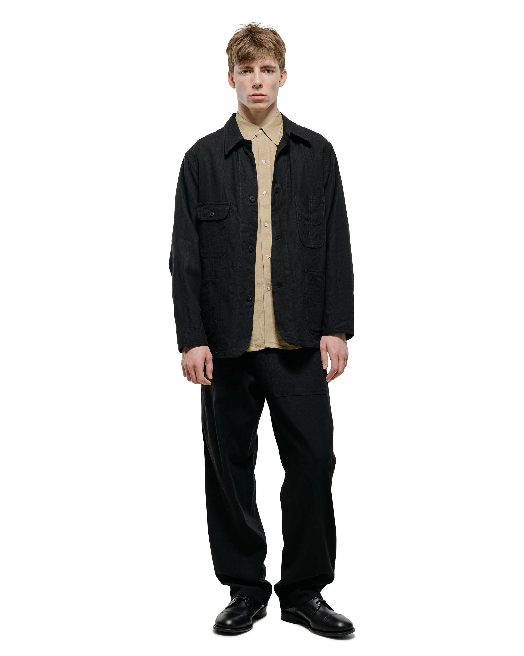 Cohérence Paul Linen/Cotton Chevron Trouser Black - Image 4