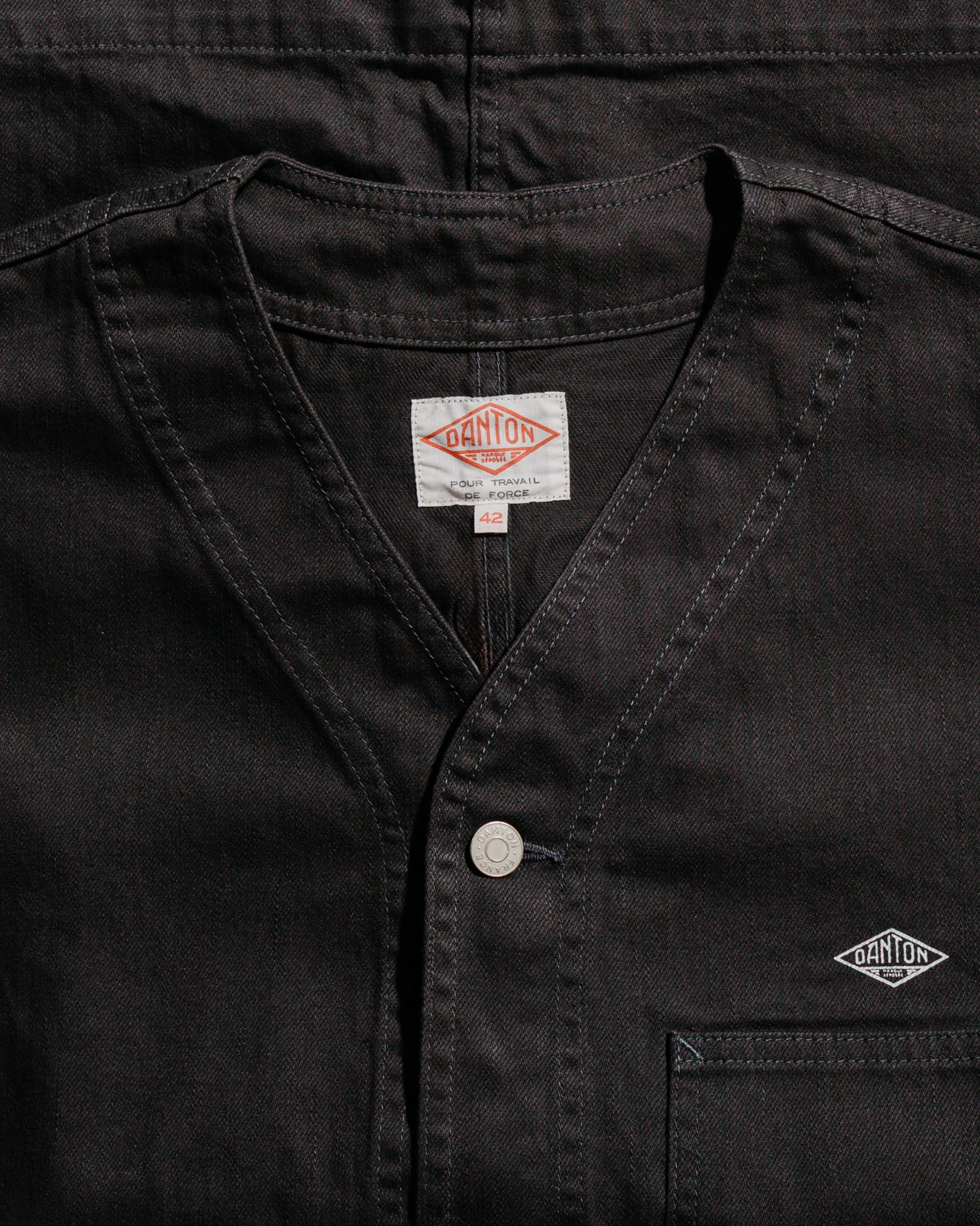 Danton Katsuragi Collarless Jacket Charcoal Black - Image 5