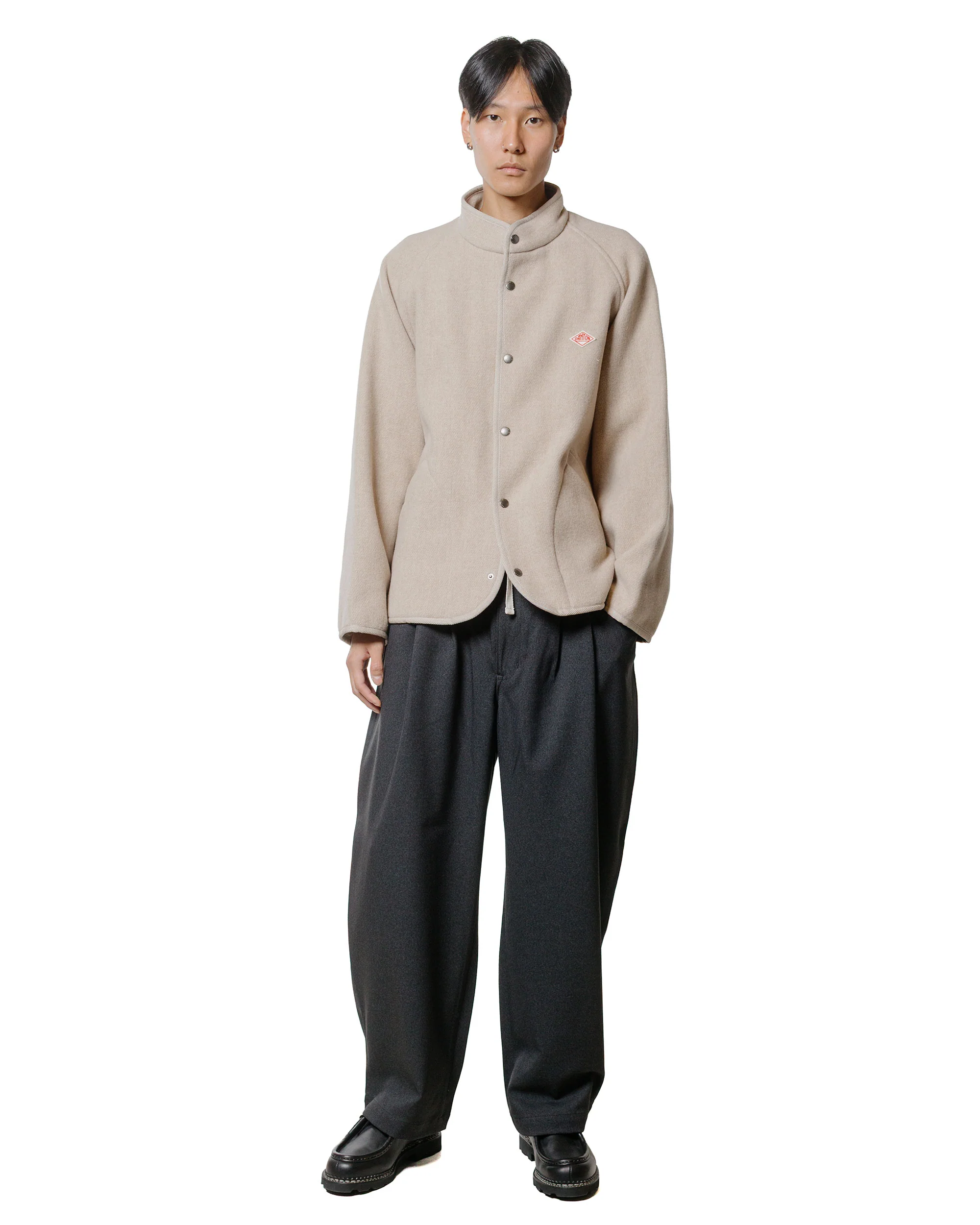 Danton Polyester Flannel Tuck Pants Dark Green/Grey - Image 4