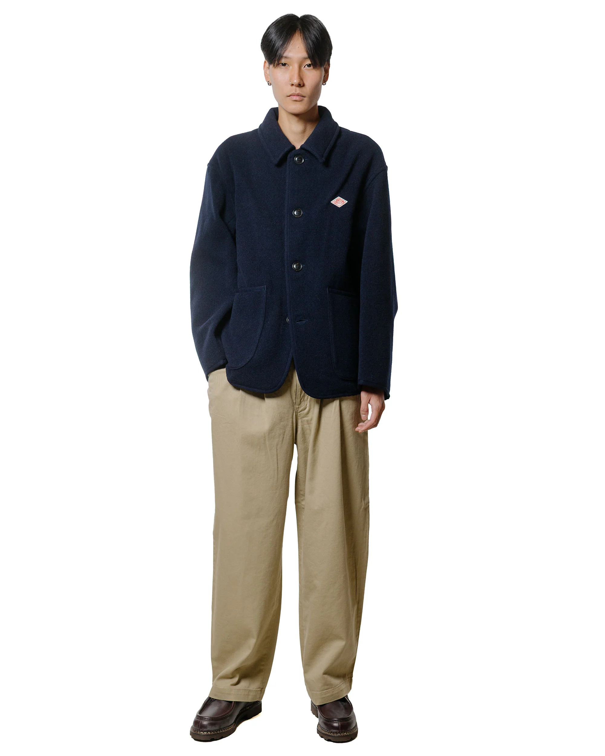 Danton Wool Light Pile Coveralls Jacket Navy - Image 4