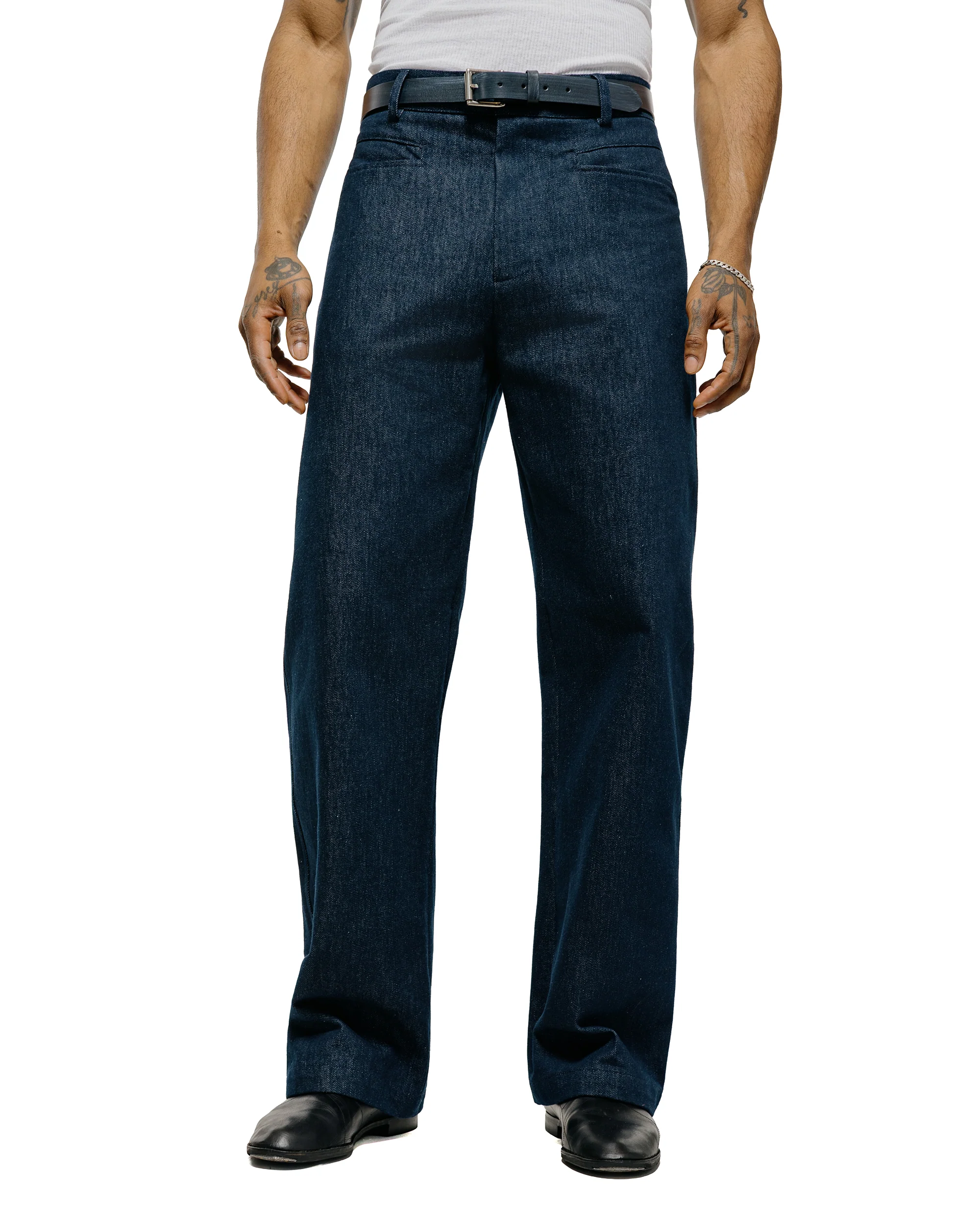 De Bonne Facture Gardian Trousers Organic French Cotton Denim Indigo - Image 2