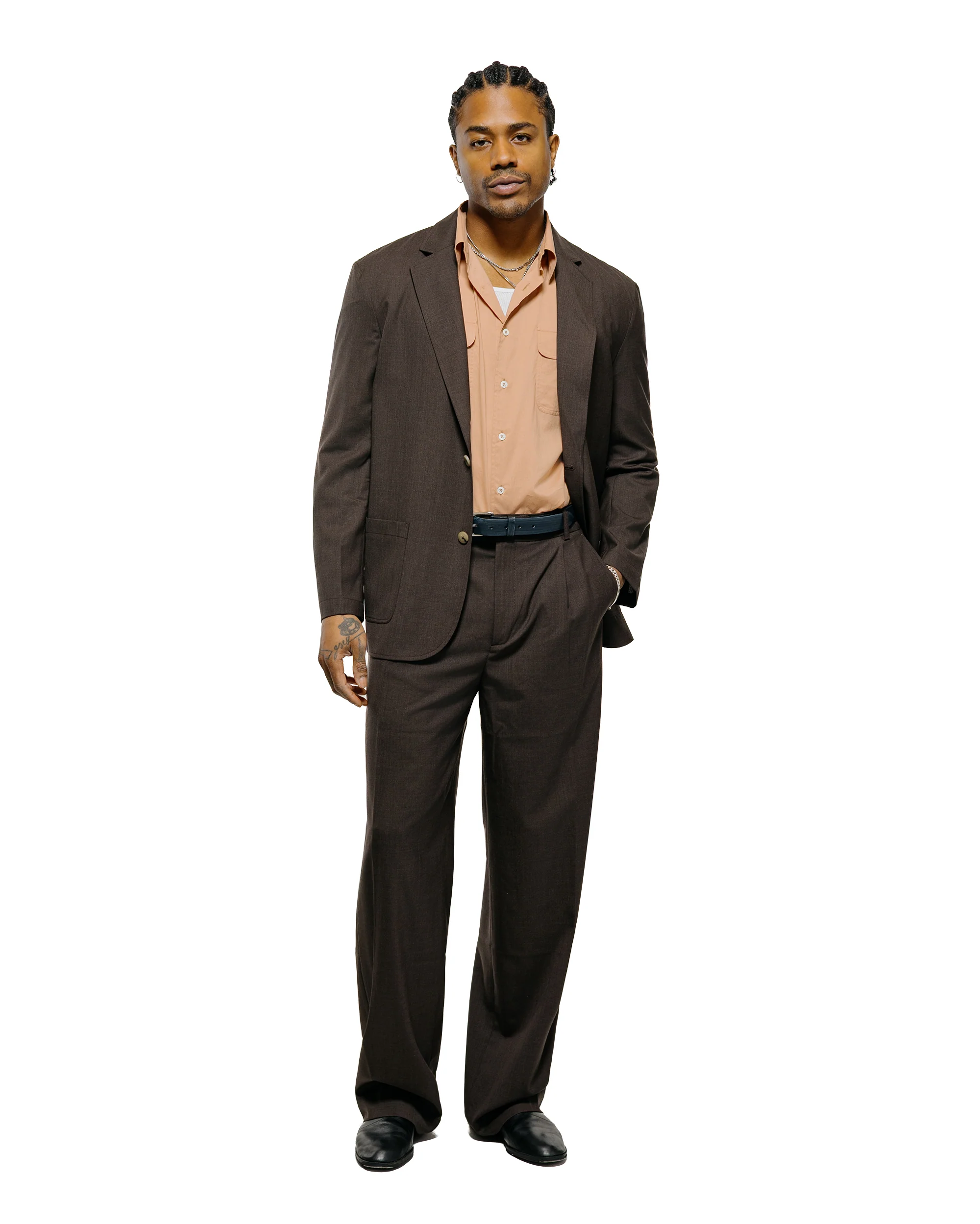 De Bonne Facture Writer's Jacket Super 130's Cold Wool Bark Brown - Image 4