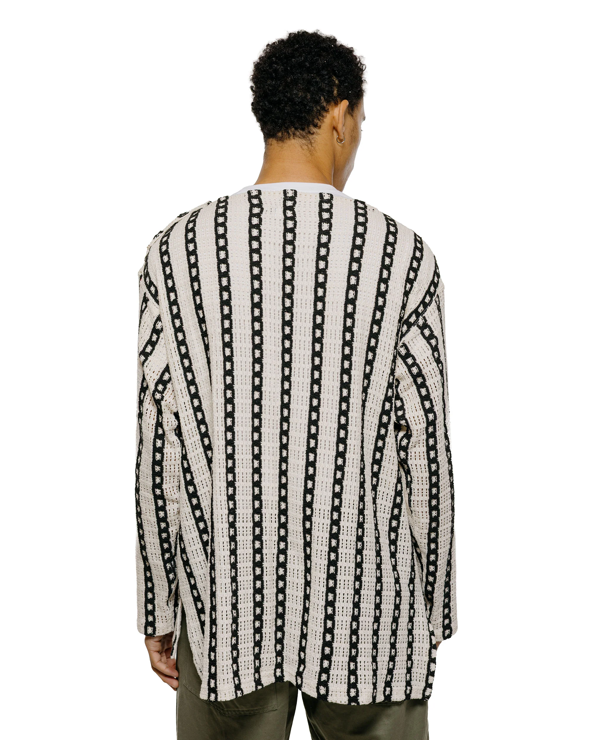 Engineered Garments Basque Shirt White/Black Stripe CP Crochet - Image 3