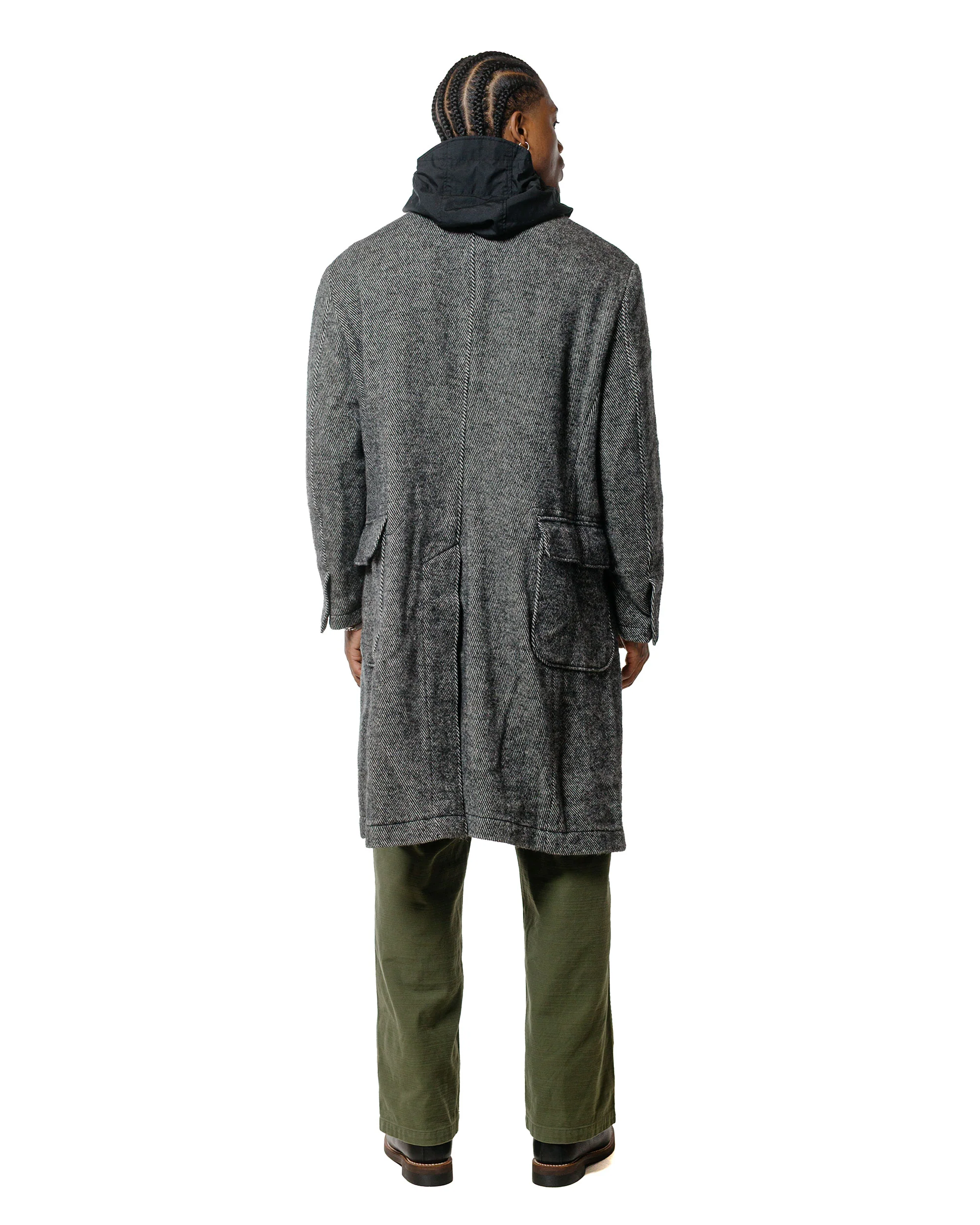 Engineered Garments Chester Coat Black Wool Shaggy Twill - Image 4