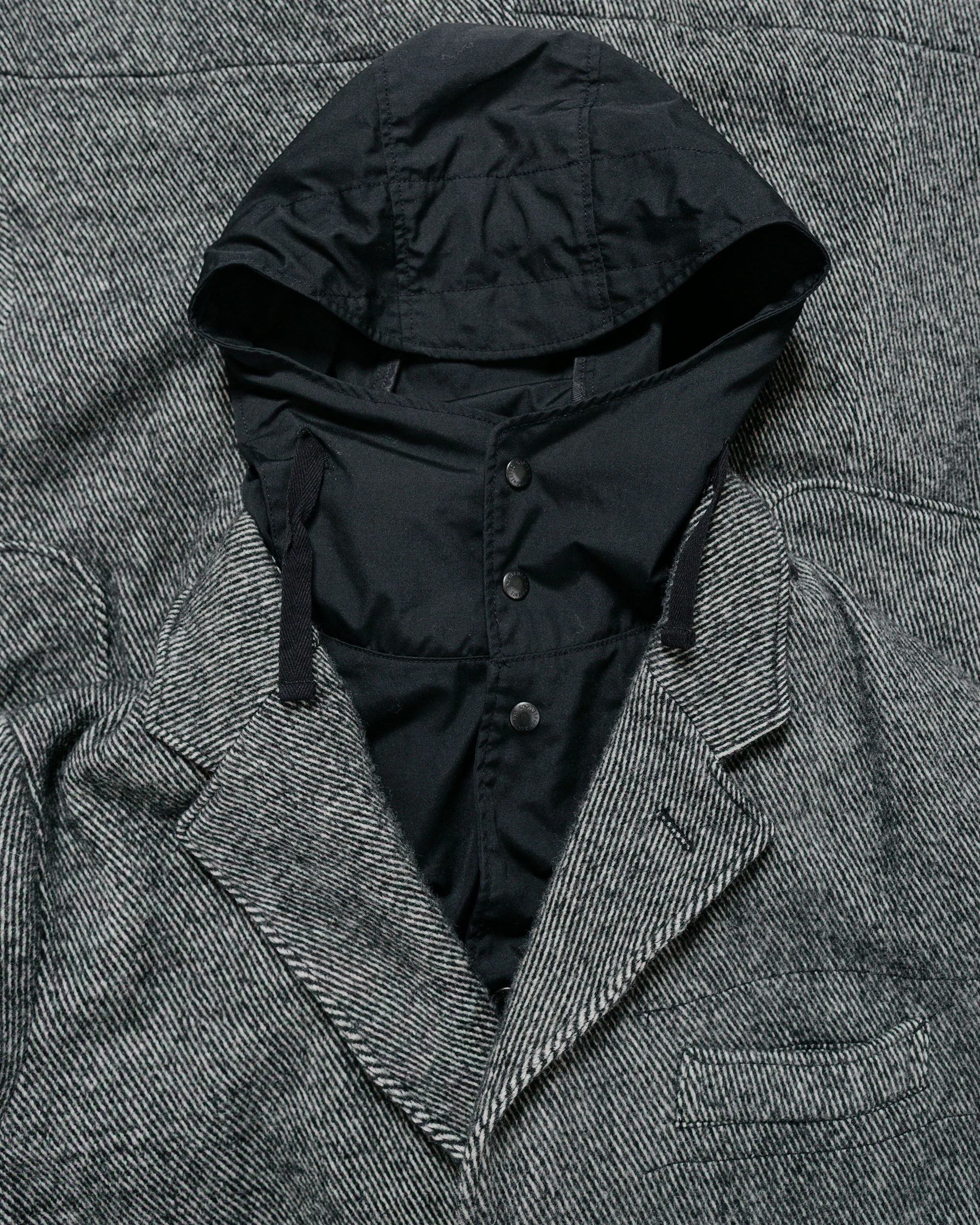Engineered Garments Chester Coat Black Wool Shaggy Twill - Image 7